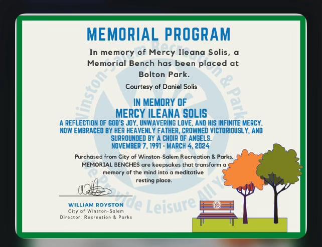 Mercy's Memorial at the Park