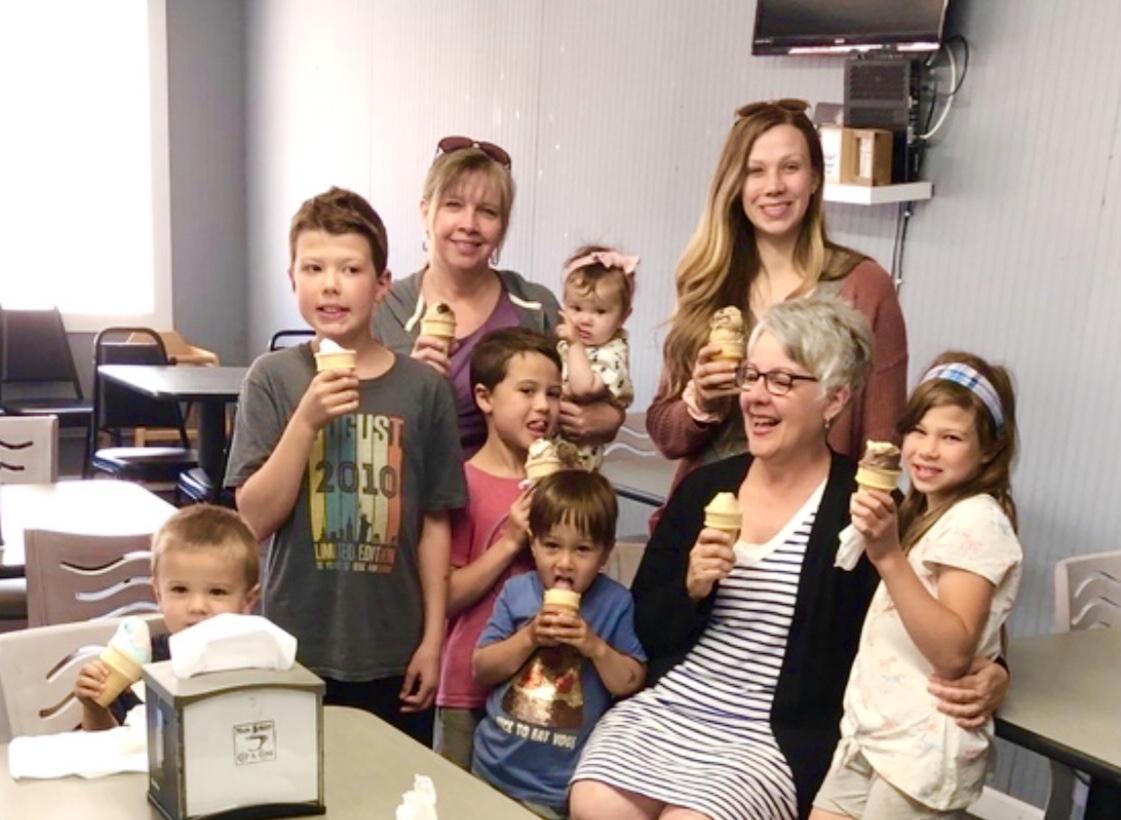 Enjoying ice cream cones and …