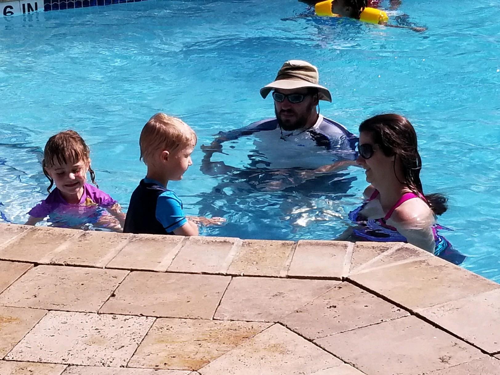 Jon swimming with Patti, Sofy…