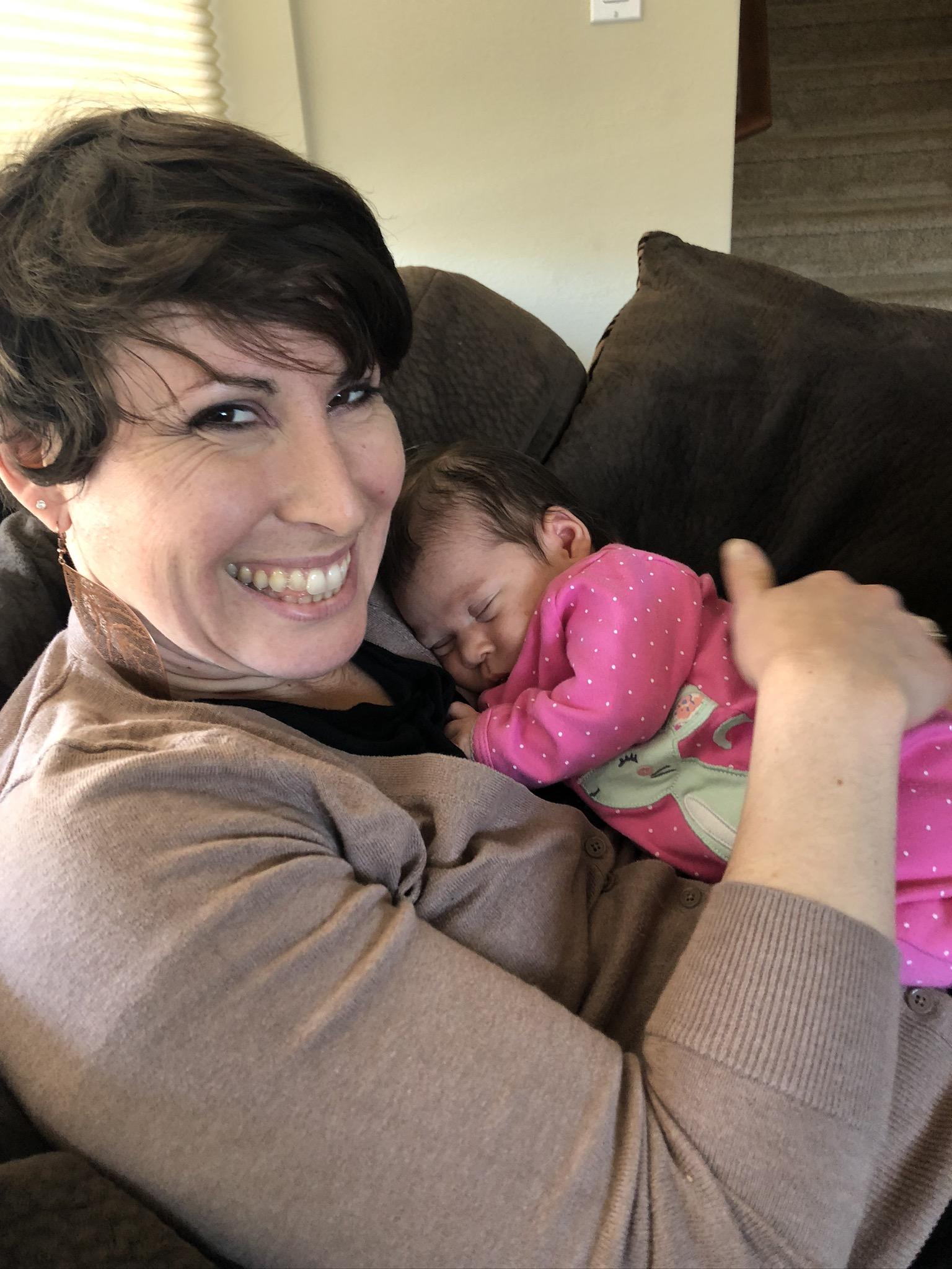 Auntie Lindsey with baby Greta