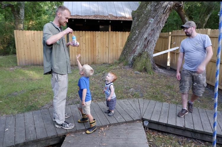 Bryan blowing bubbles for Ald…