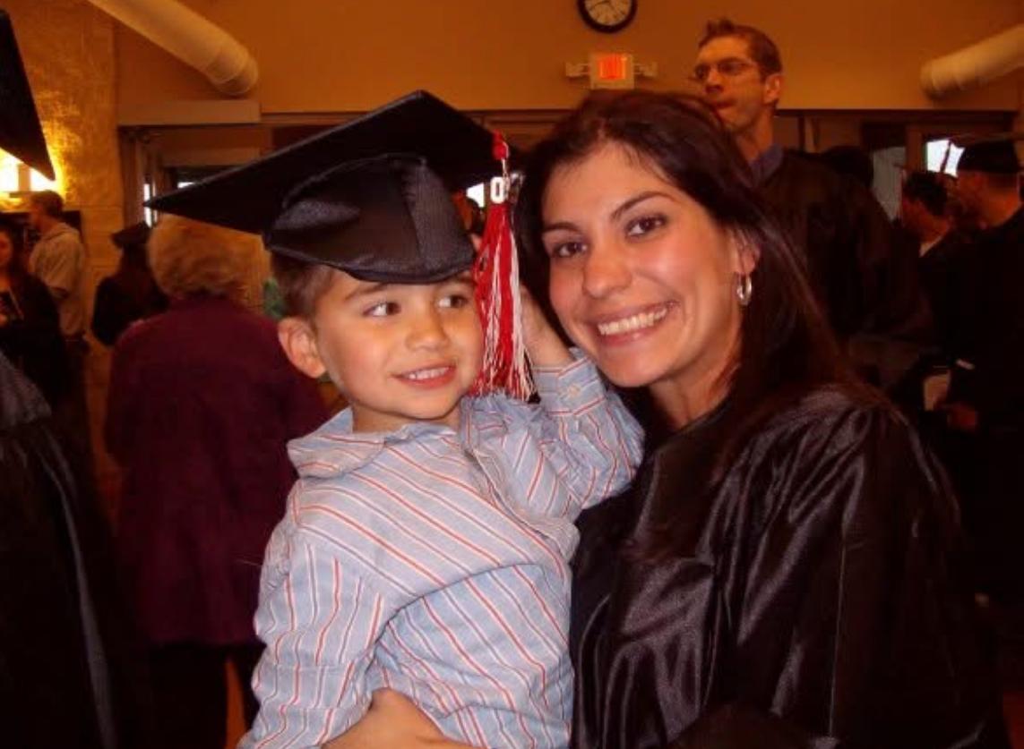 Ashton trying on Nadia’s grad…