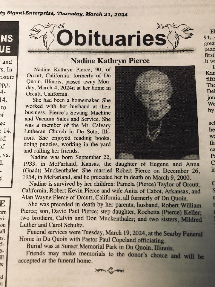 Obituary for Nadine Kathryn P…