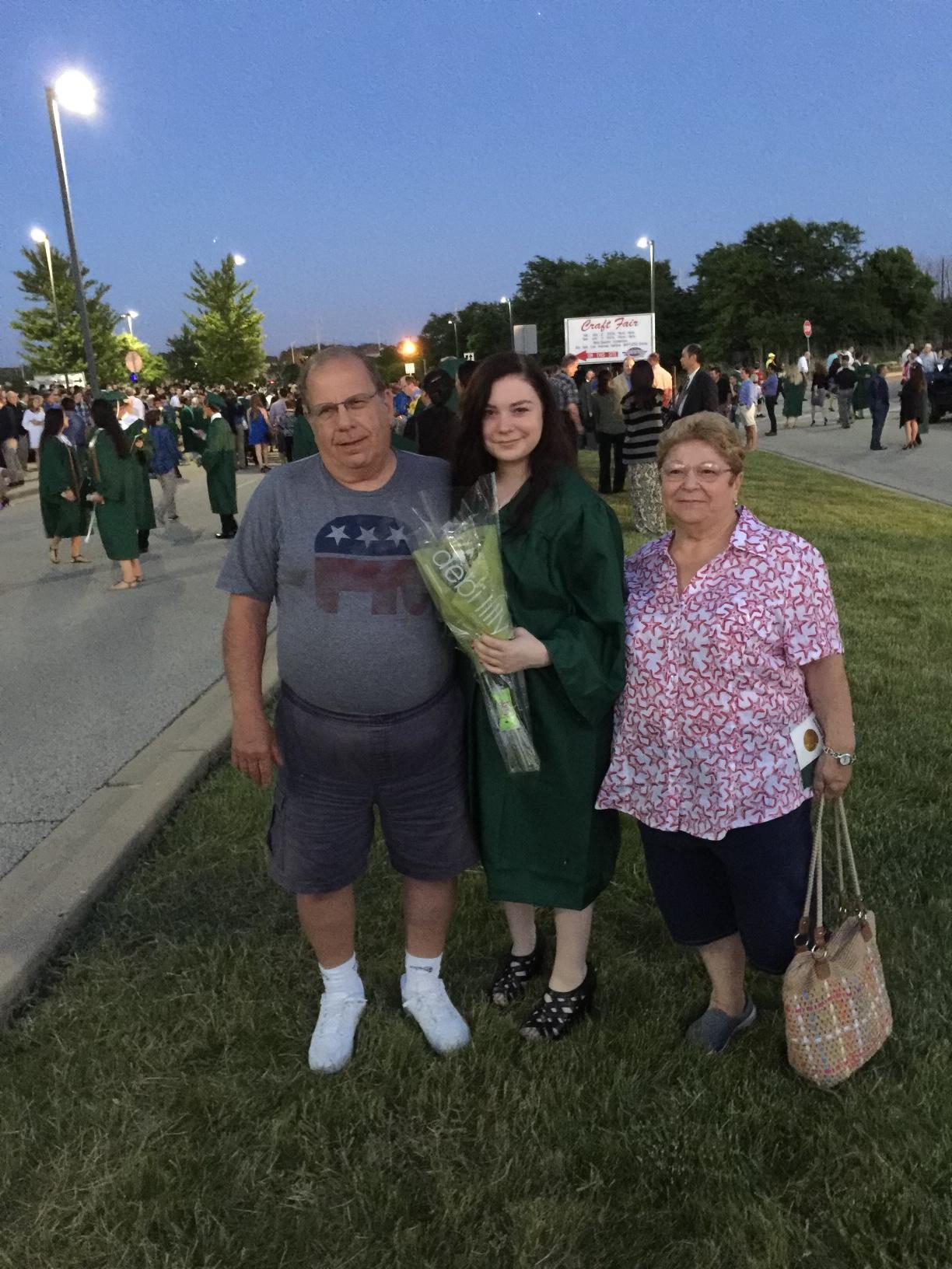 Gramie, Papa, and I at my hig…