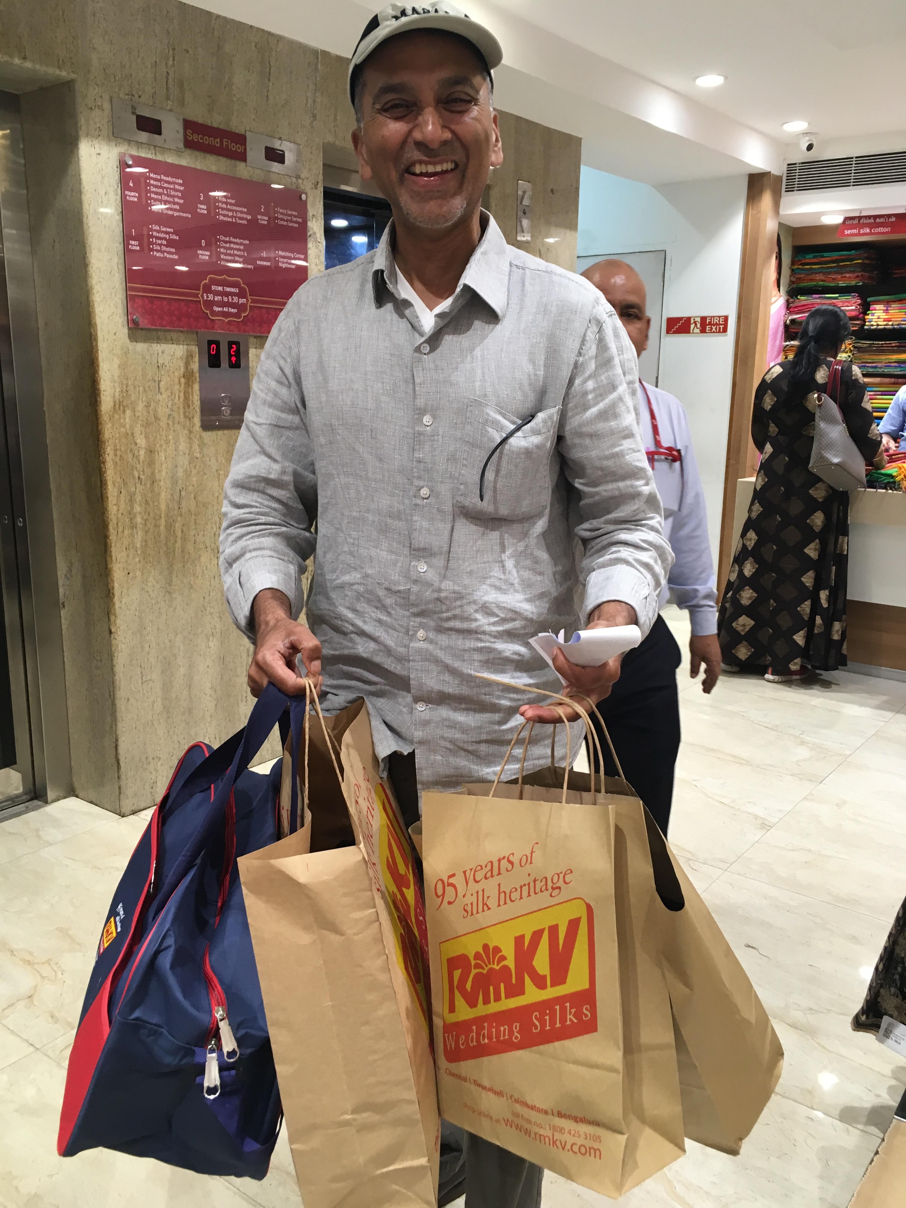 Holding all our shopping bags…