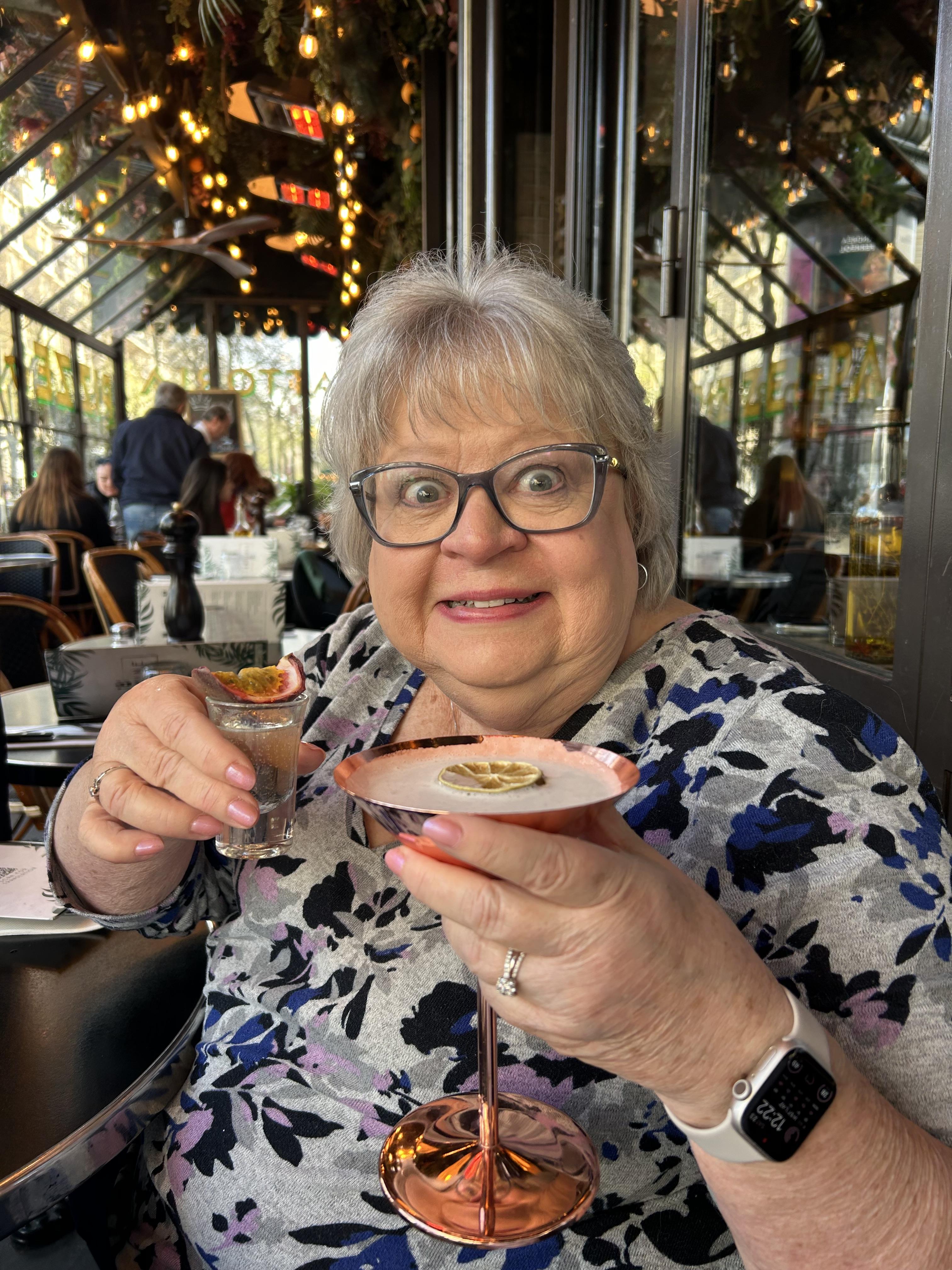 Pat at a cafe in Paris
