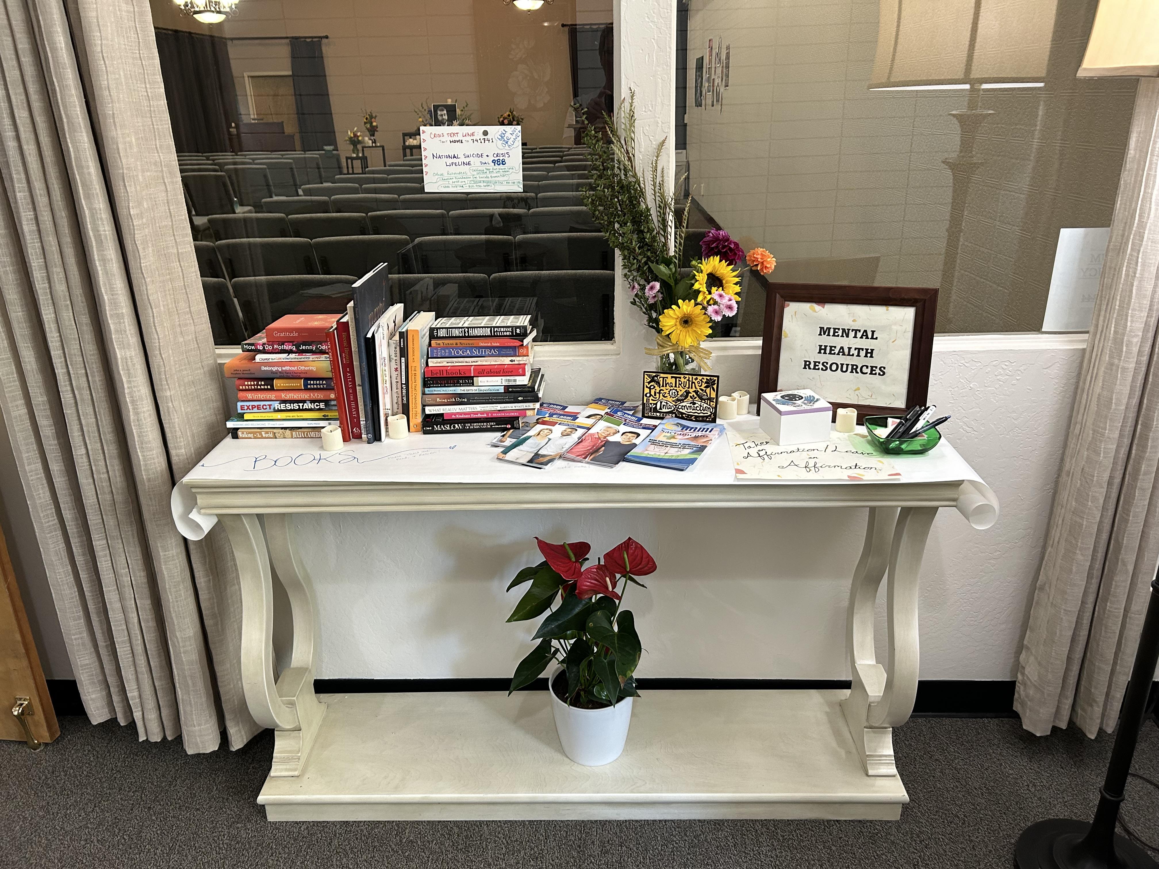 Mental health resources table