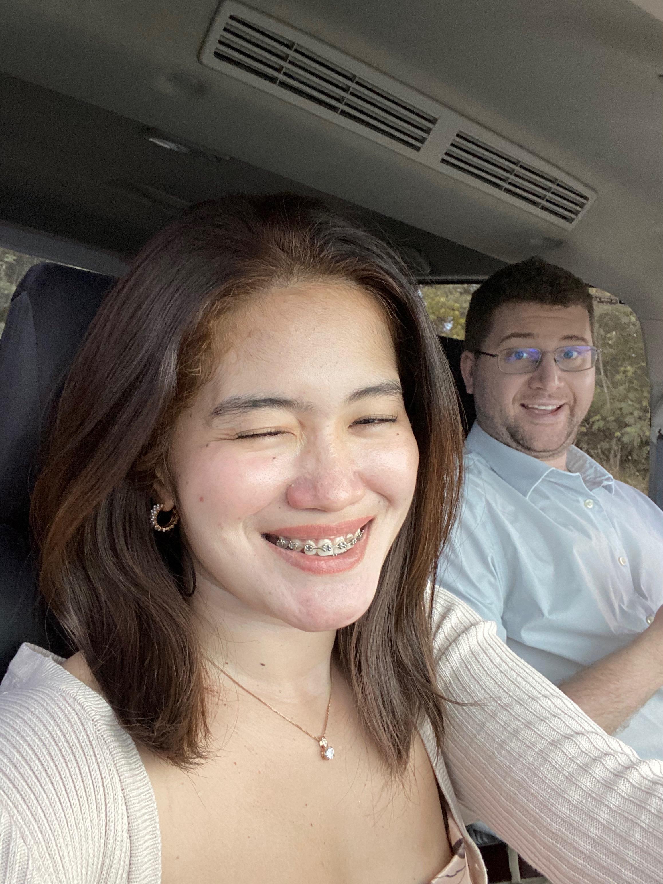 Relaxing inside the car waiti…