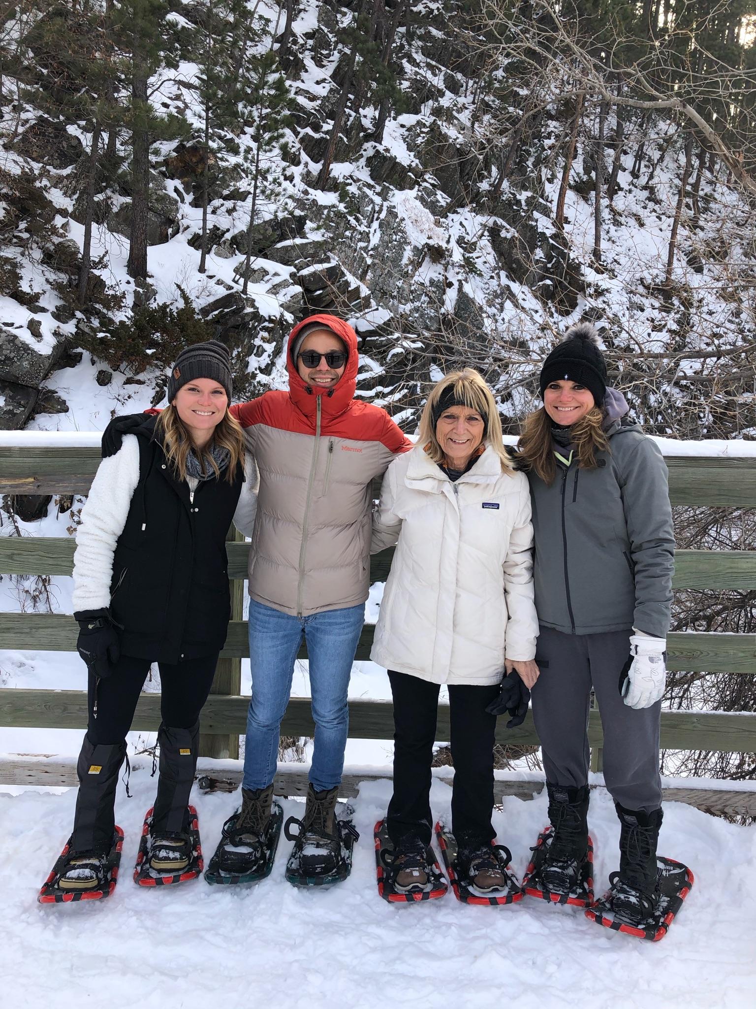 Snowshoeing with mom in the B…