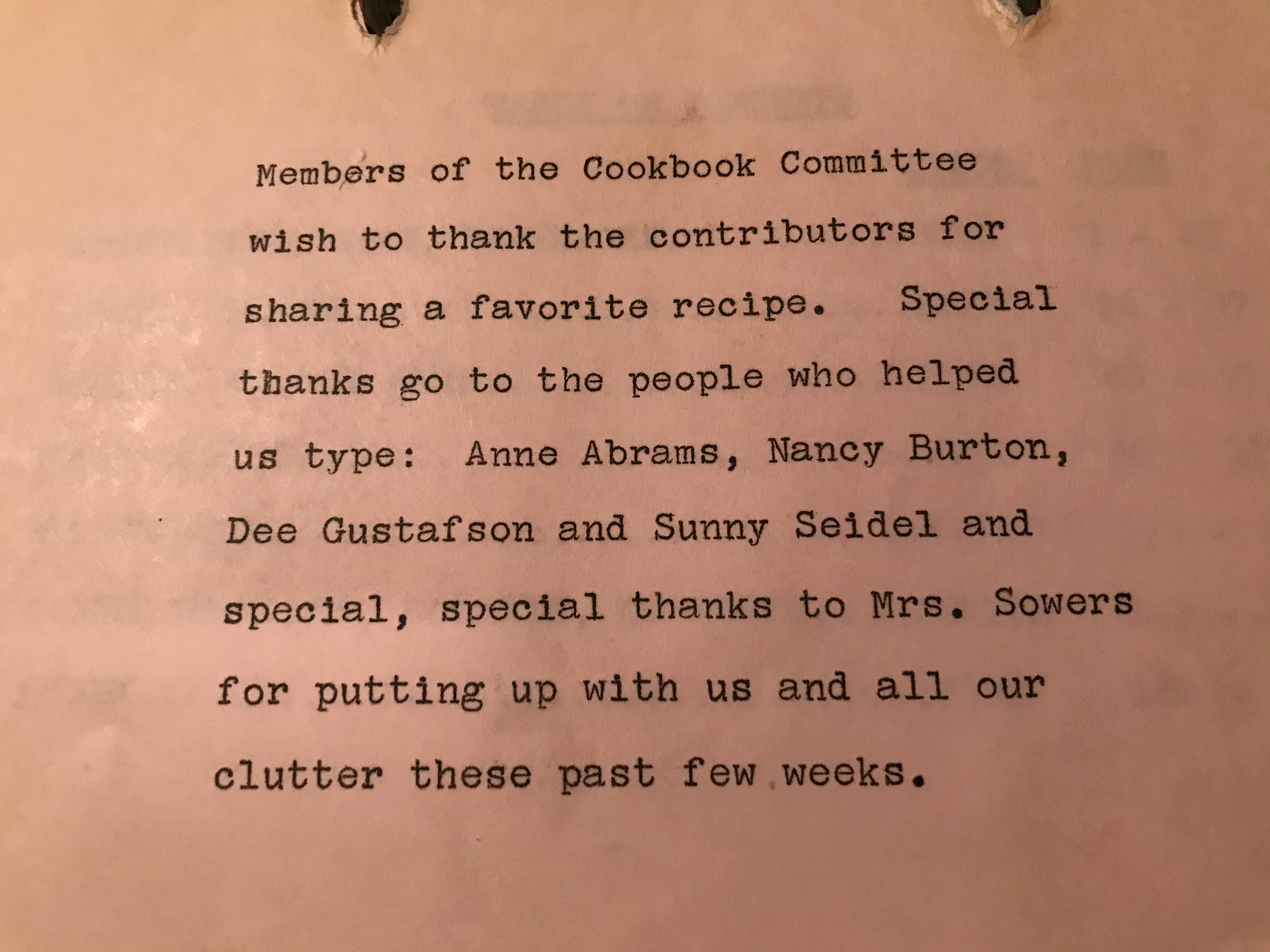 Grant School PTA cookbook.