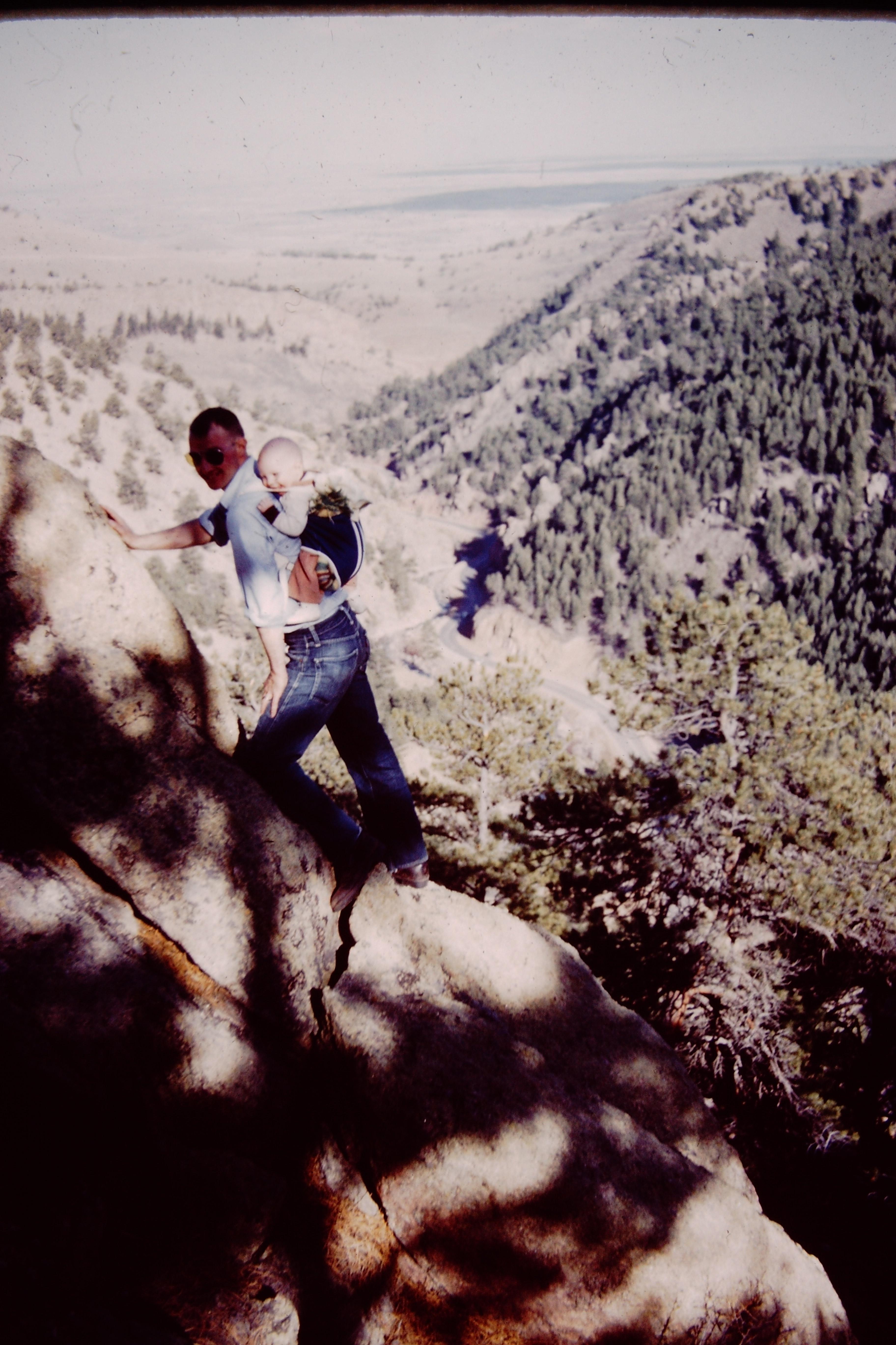 Infant Jordan hiking with dad.