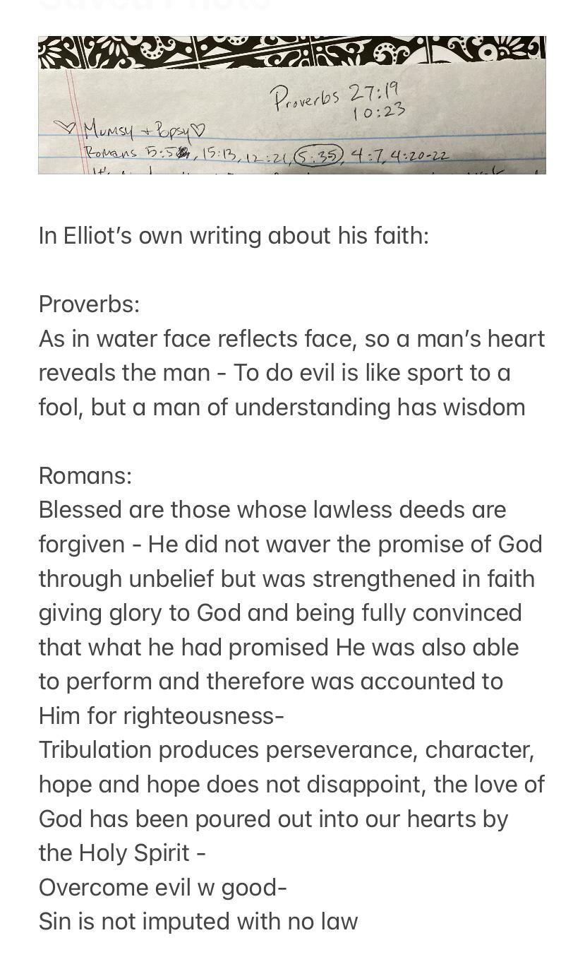 Elliot’s Faith