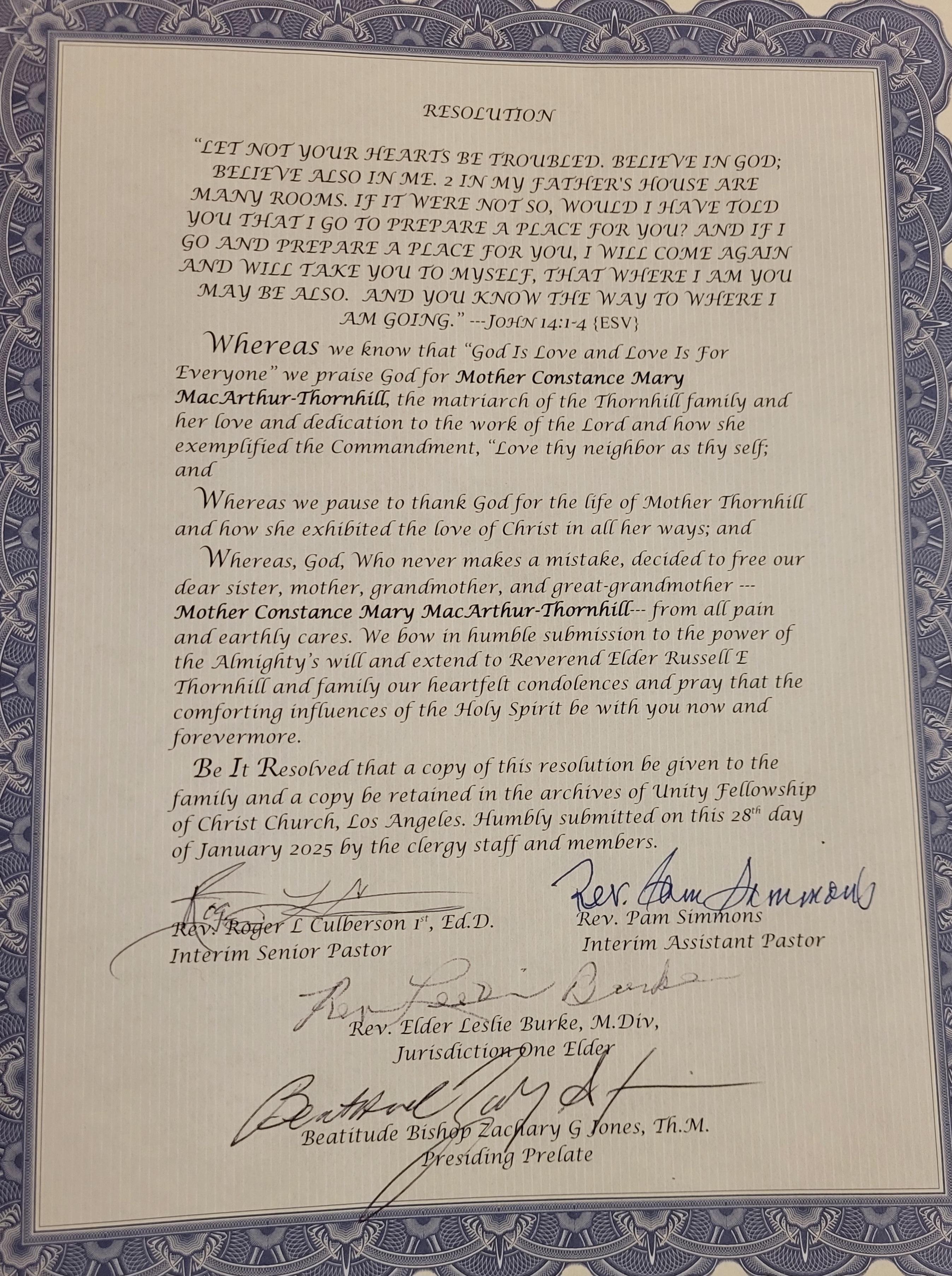 Resolution from Unity Fellows…