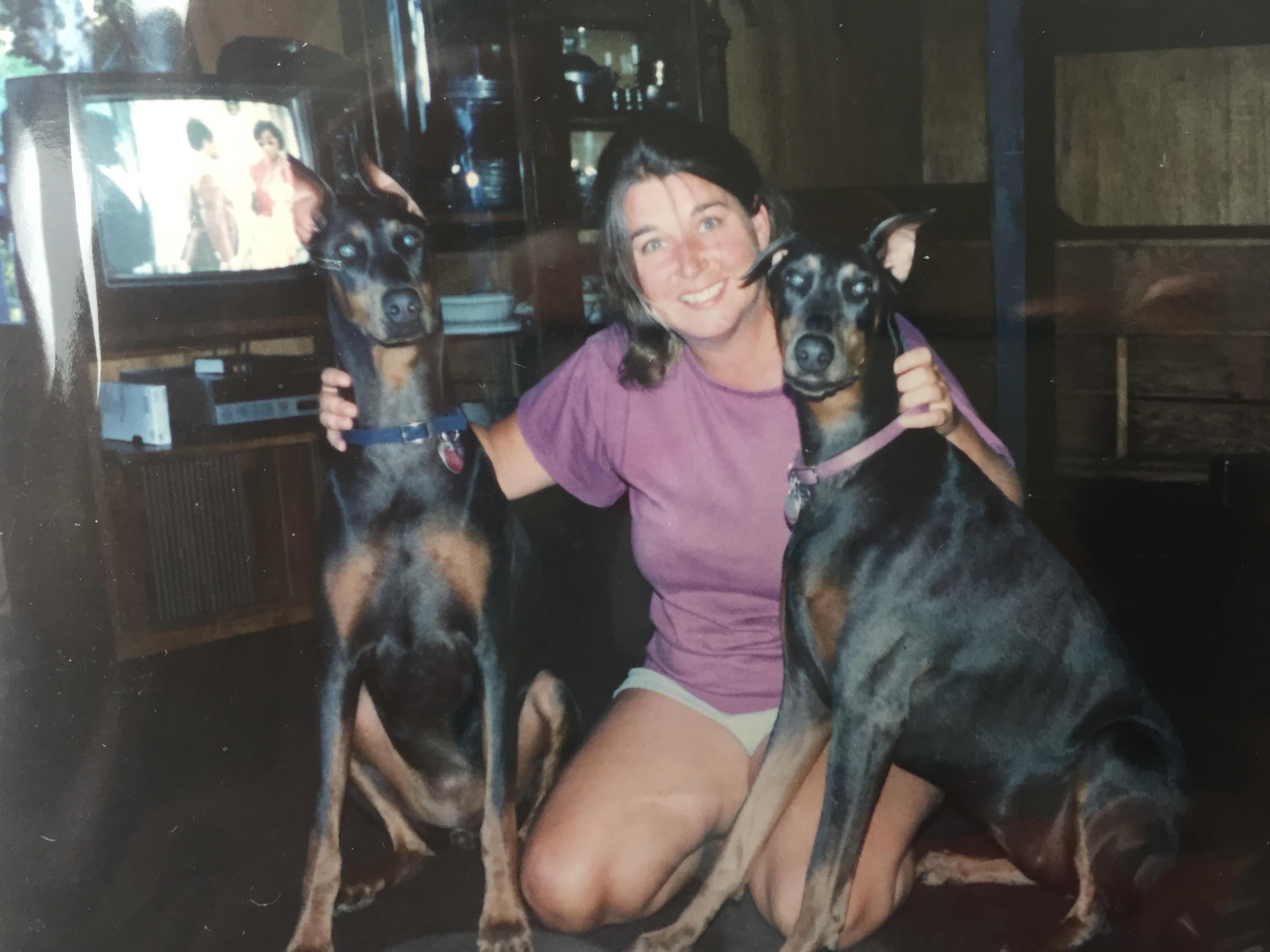 Mo and her beloved Dobes, Bri…