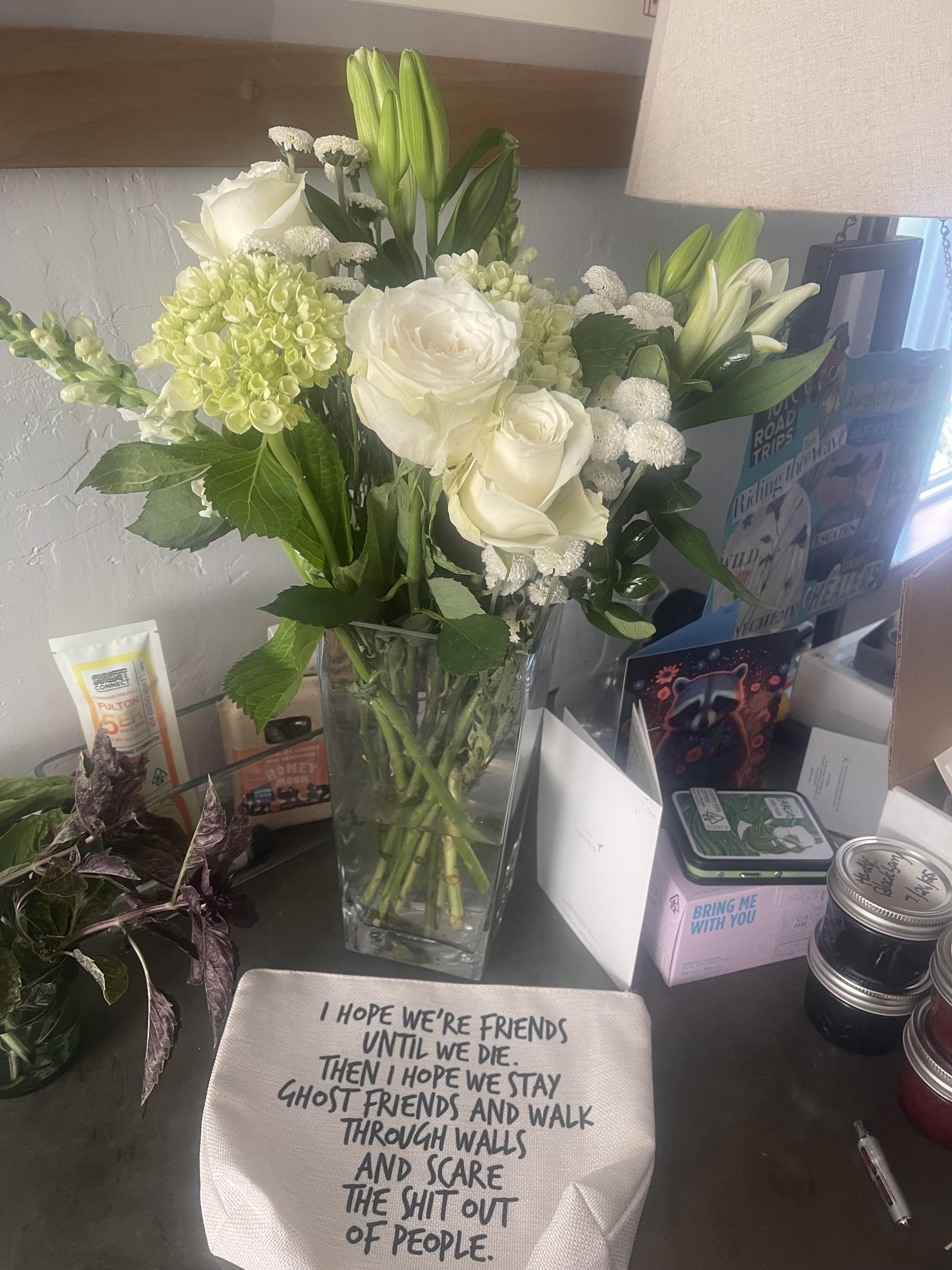 Thank you for the white roses…