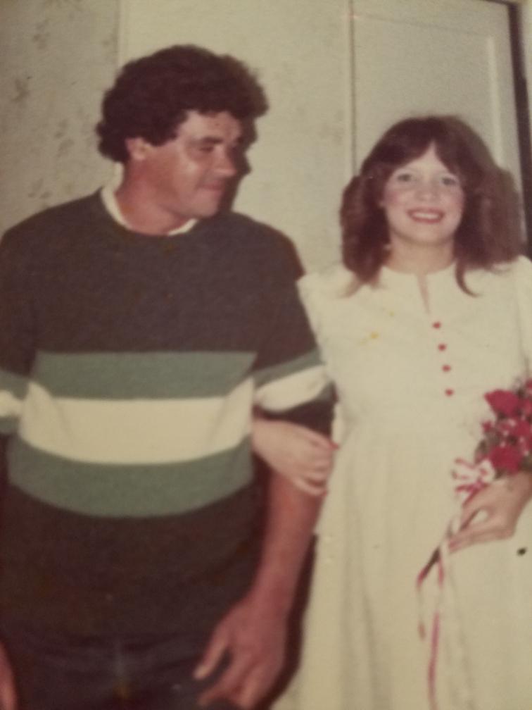 Cathy and her dad at her wedd…