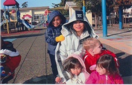 With her kids at the CDC