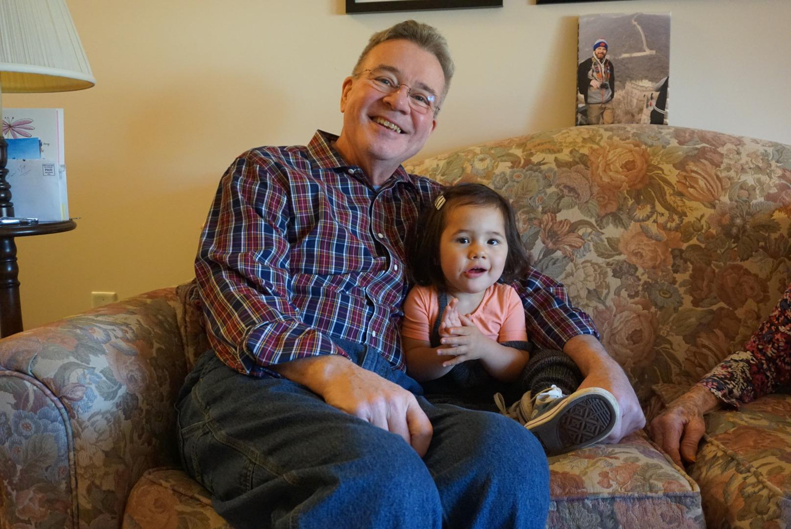 Dad and Sloan visiting grandma