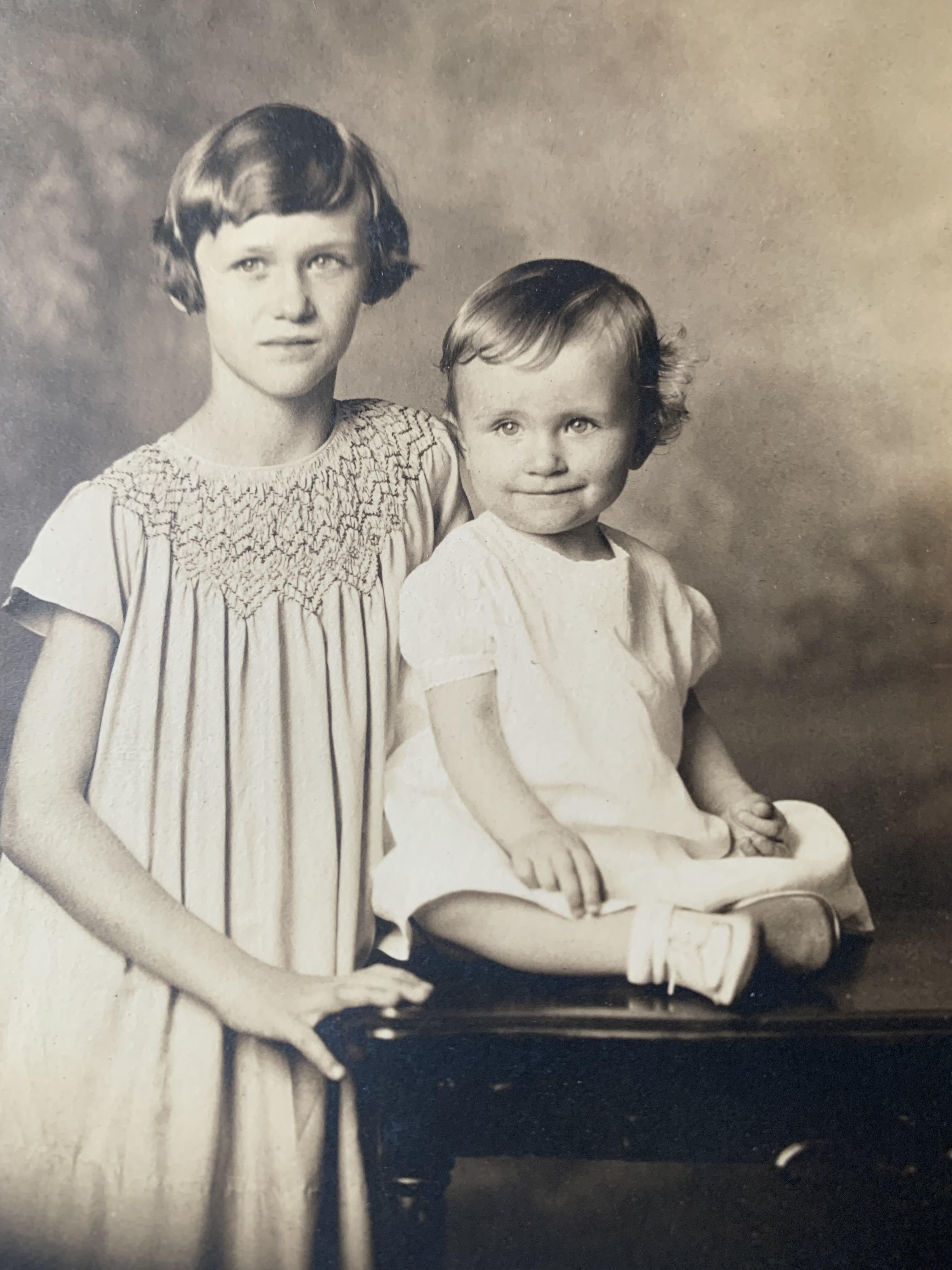 Nancy with her older sister -…