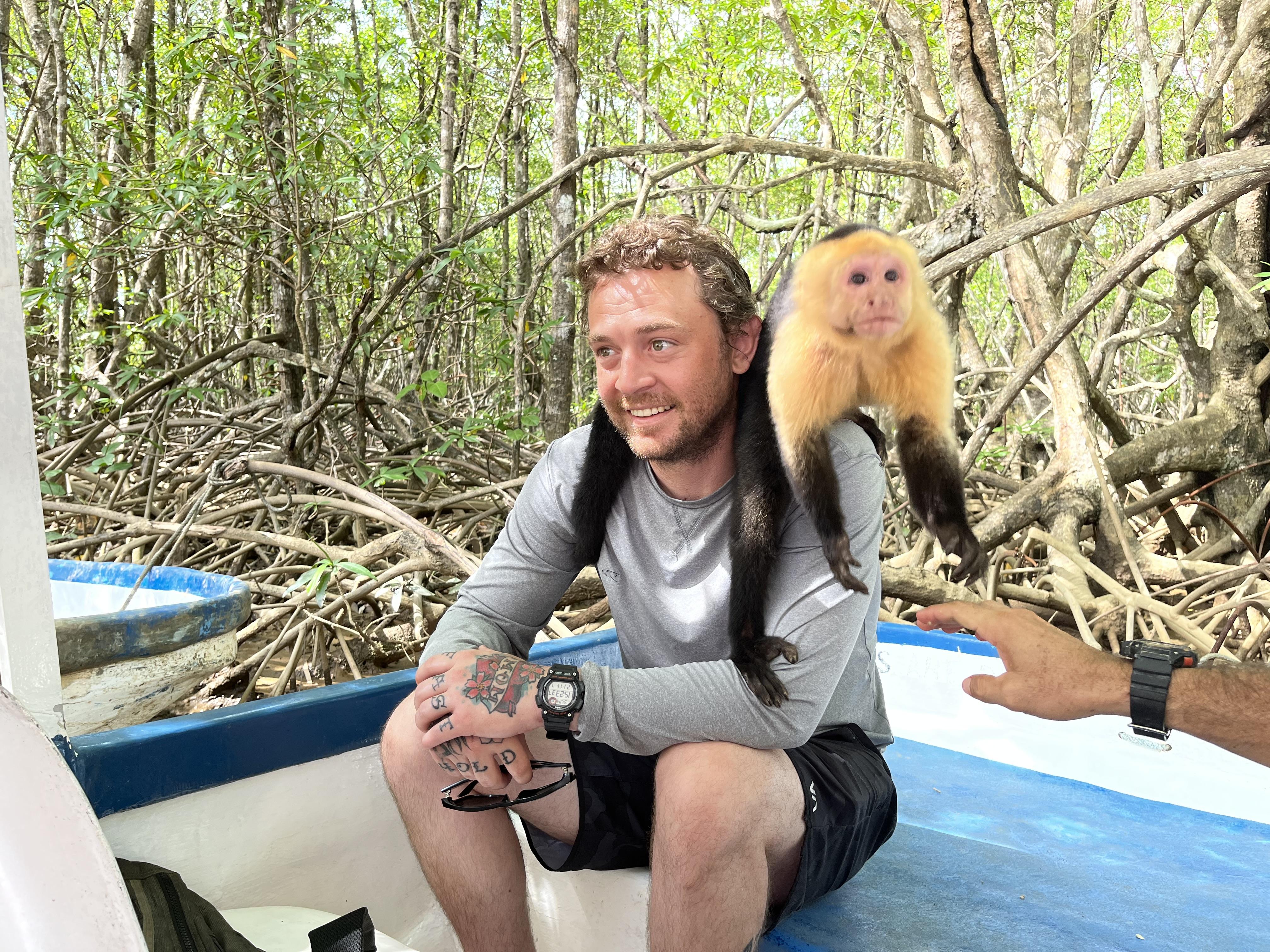 Dylan with the monkeys