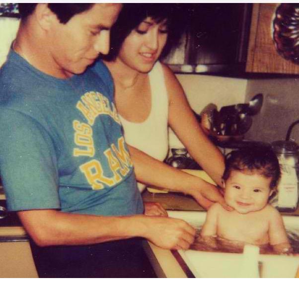 Jennifer getting a sink bath