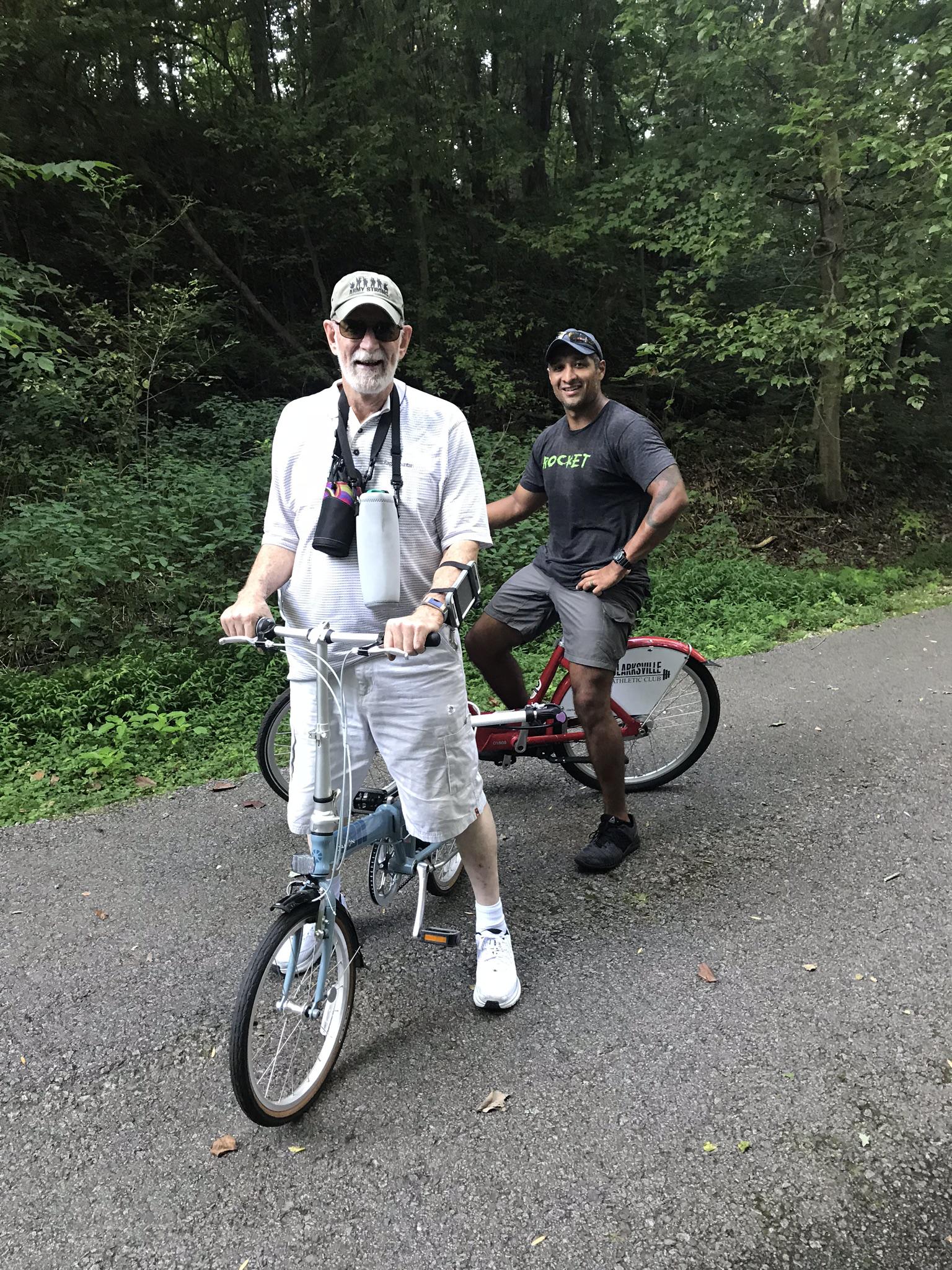 He can’t just ride a bike, he…