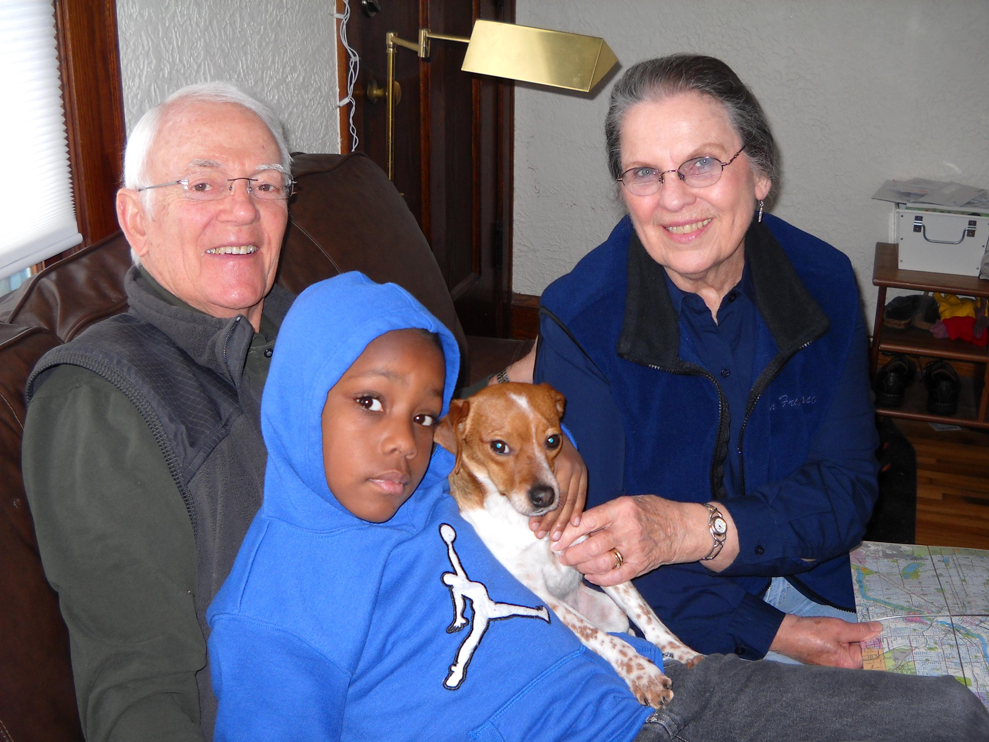 Mom, Dad, Evan, Reggie (dog)