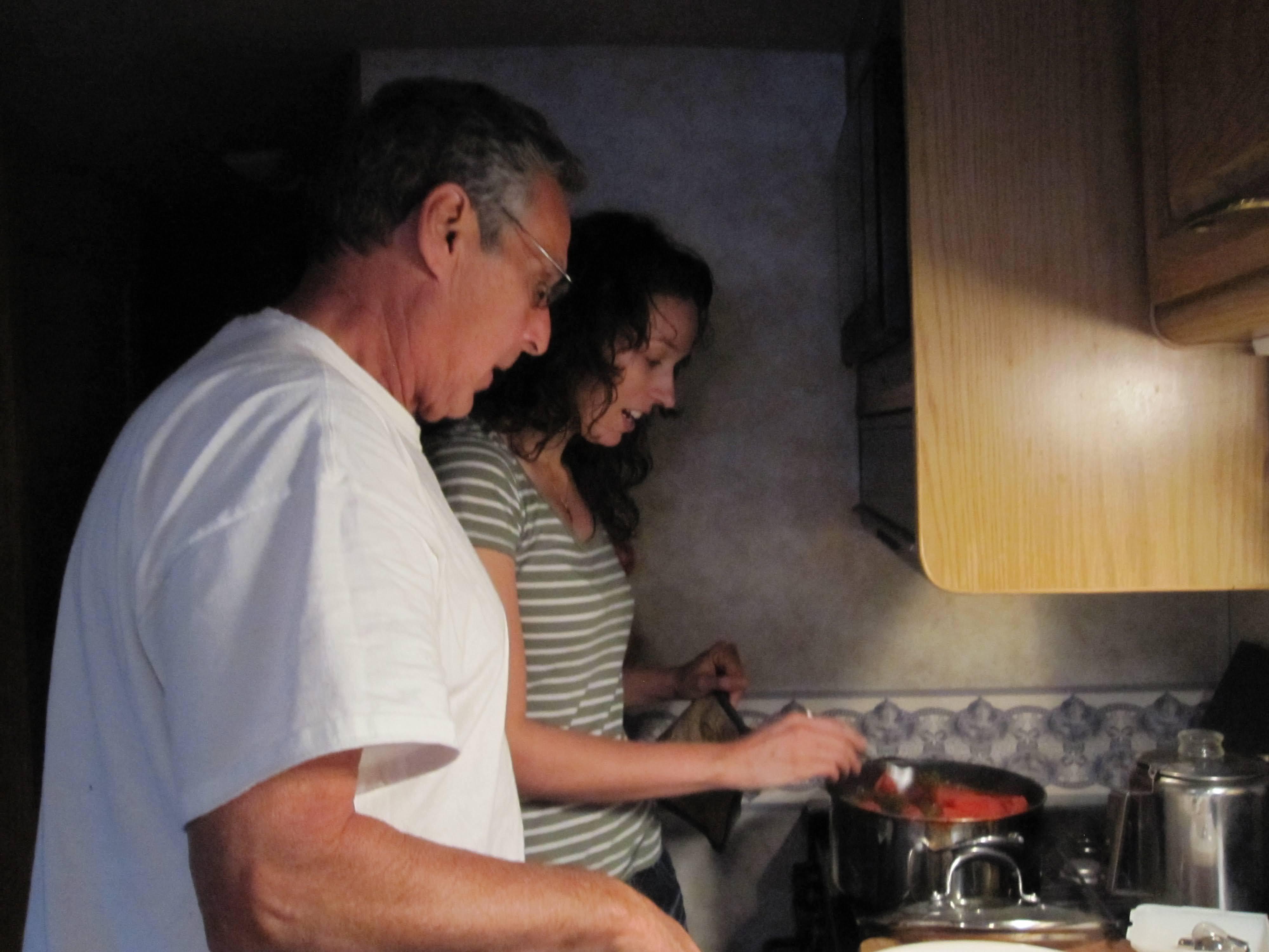 Making grape leaves with dad