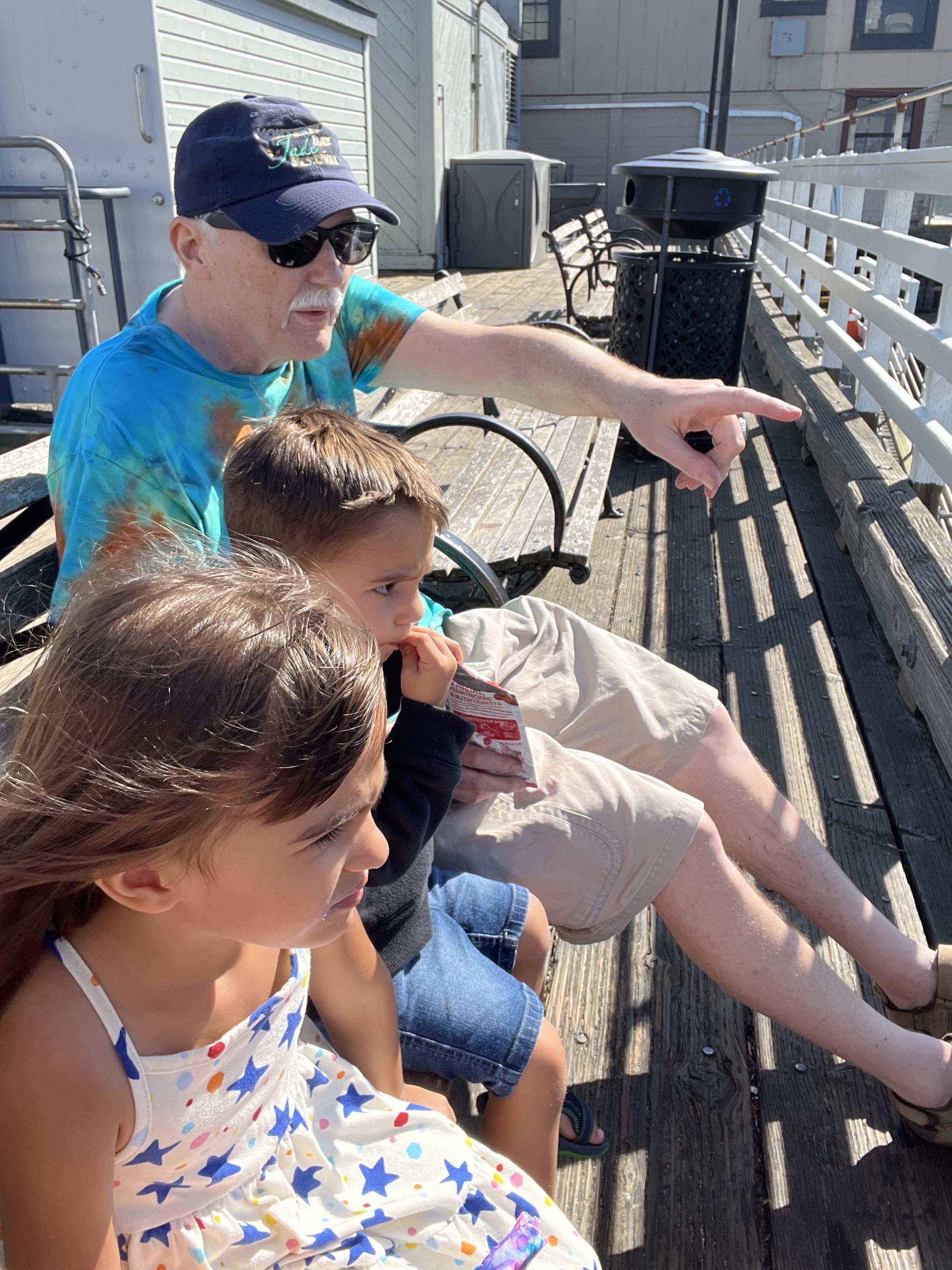 Grandpa pointing out seals in…