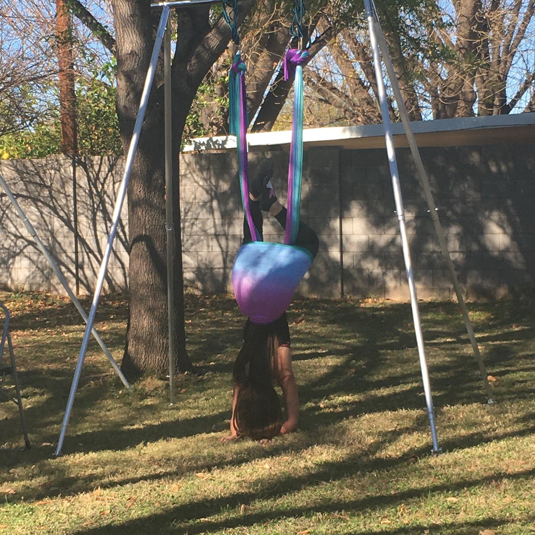 Straddling the hammock!
