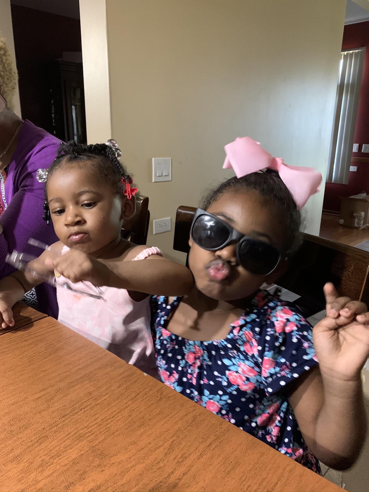 Savannah and  Peyton visiting…