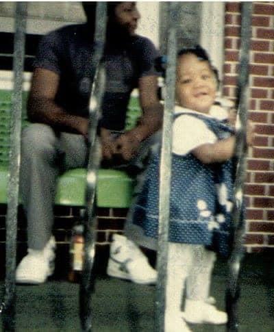 On the porch with baby Crystal