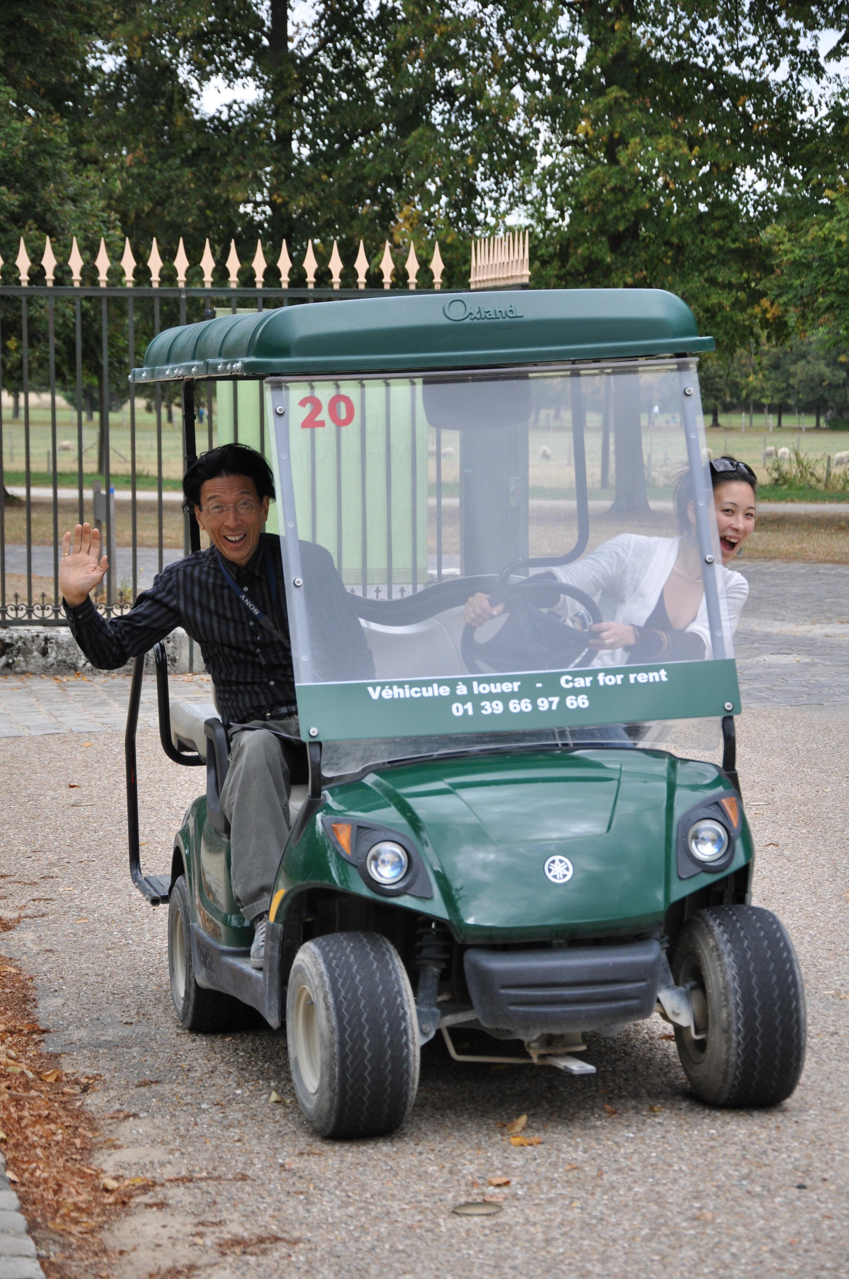 Riding golf carts around the …