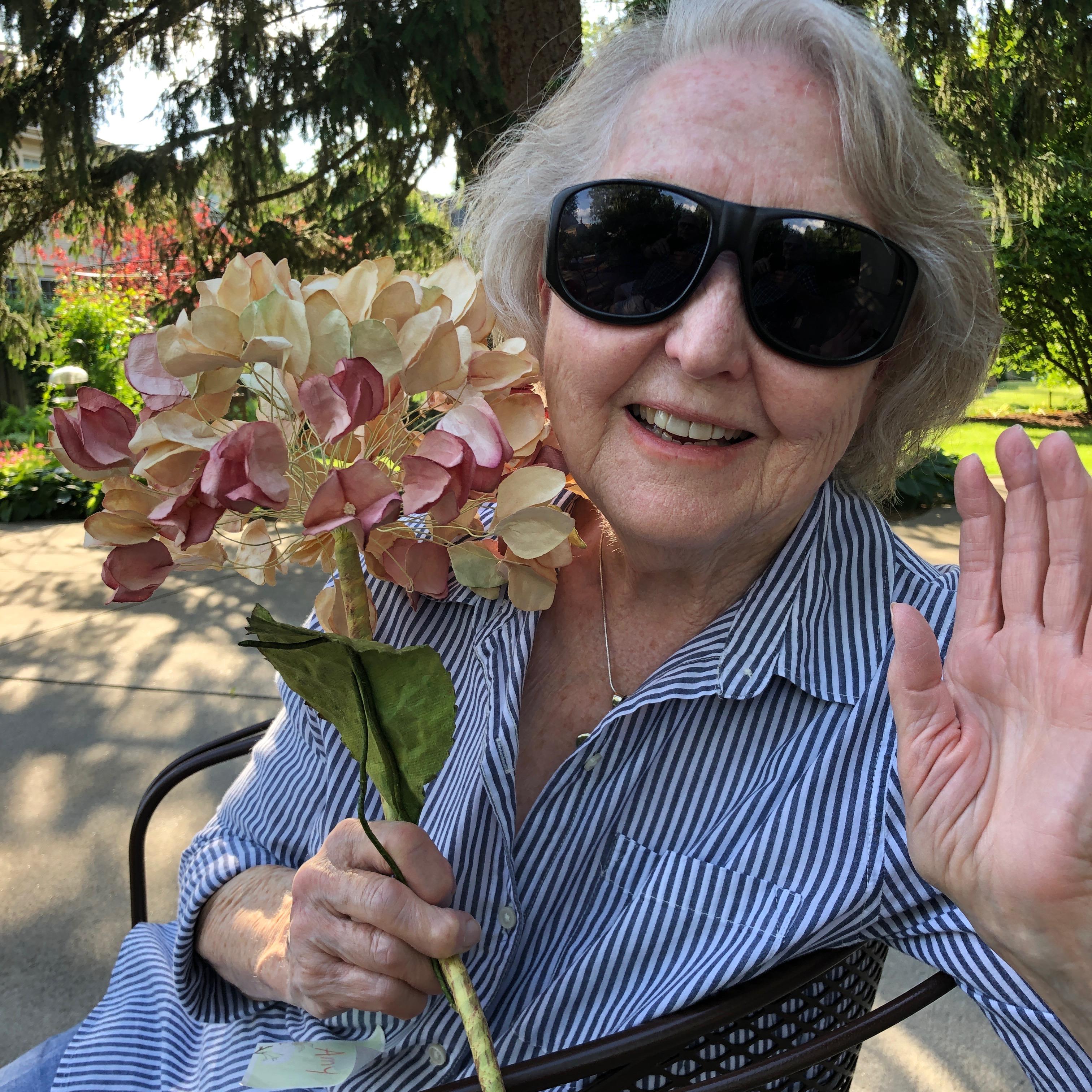Enjoying her garden in June