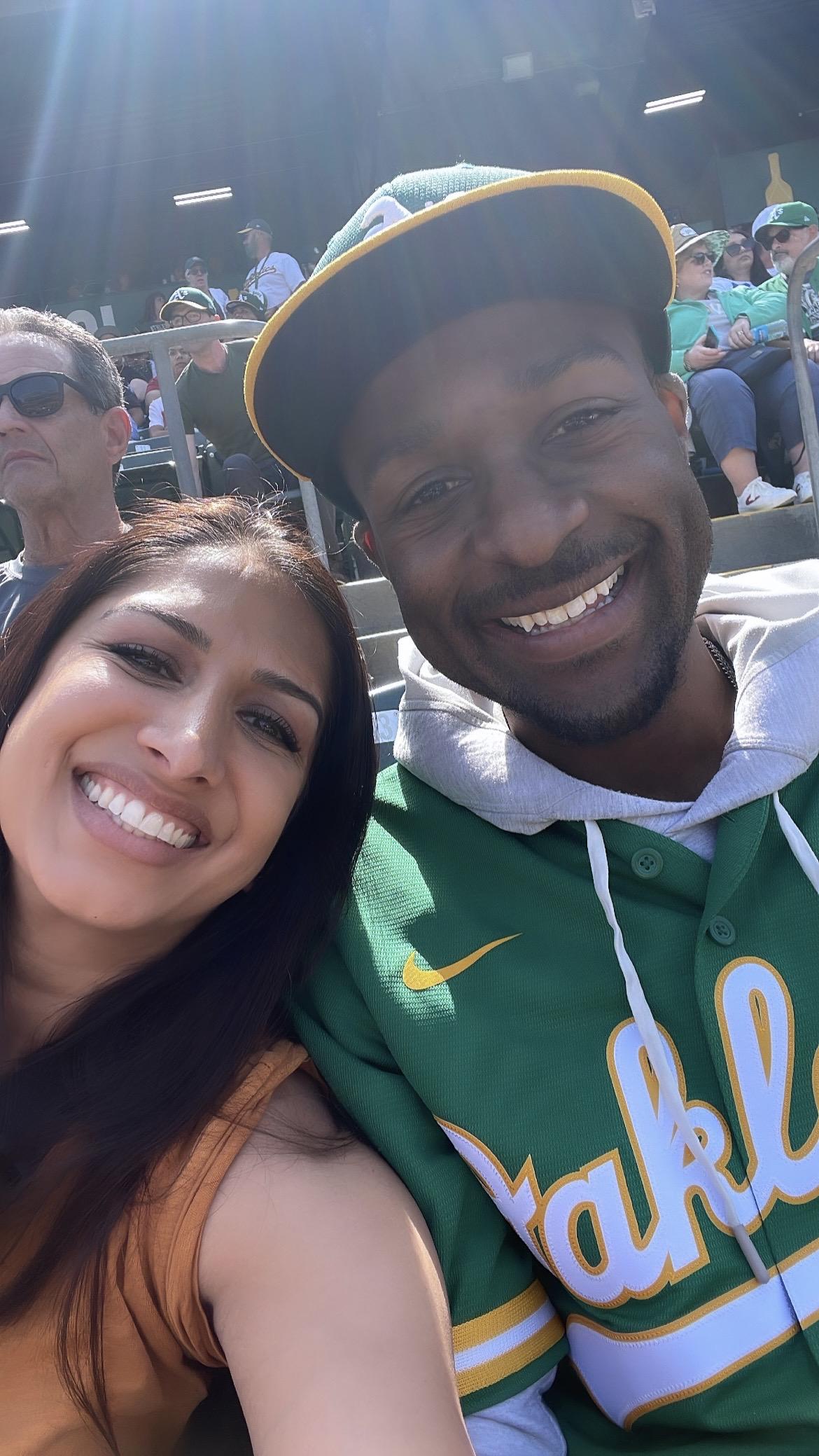 Sim & Kyle at an A’s game