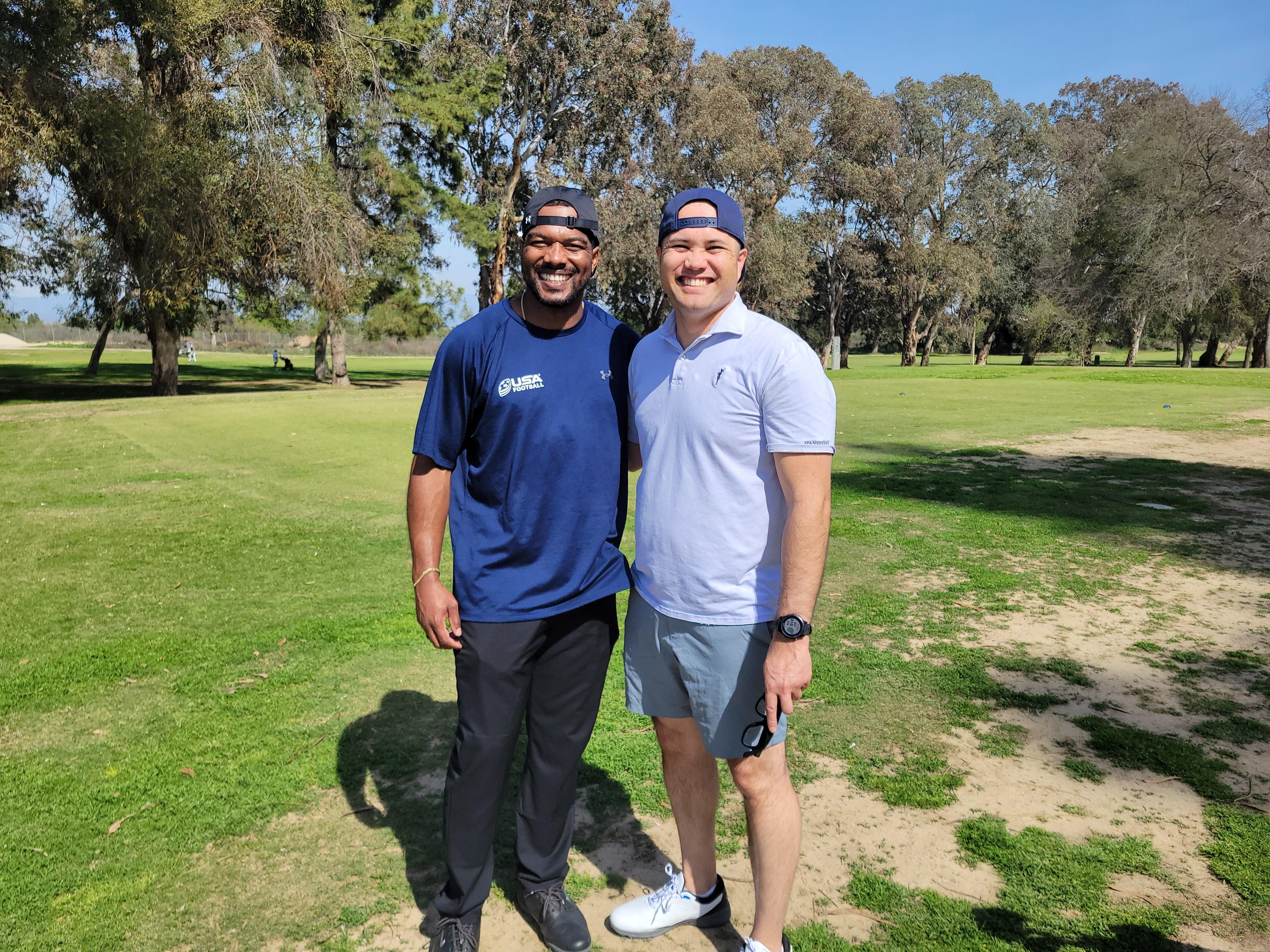 Playing golf with my brother