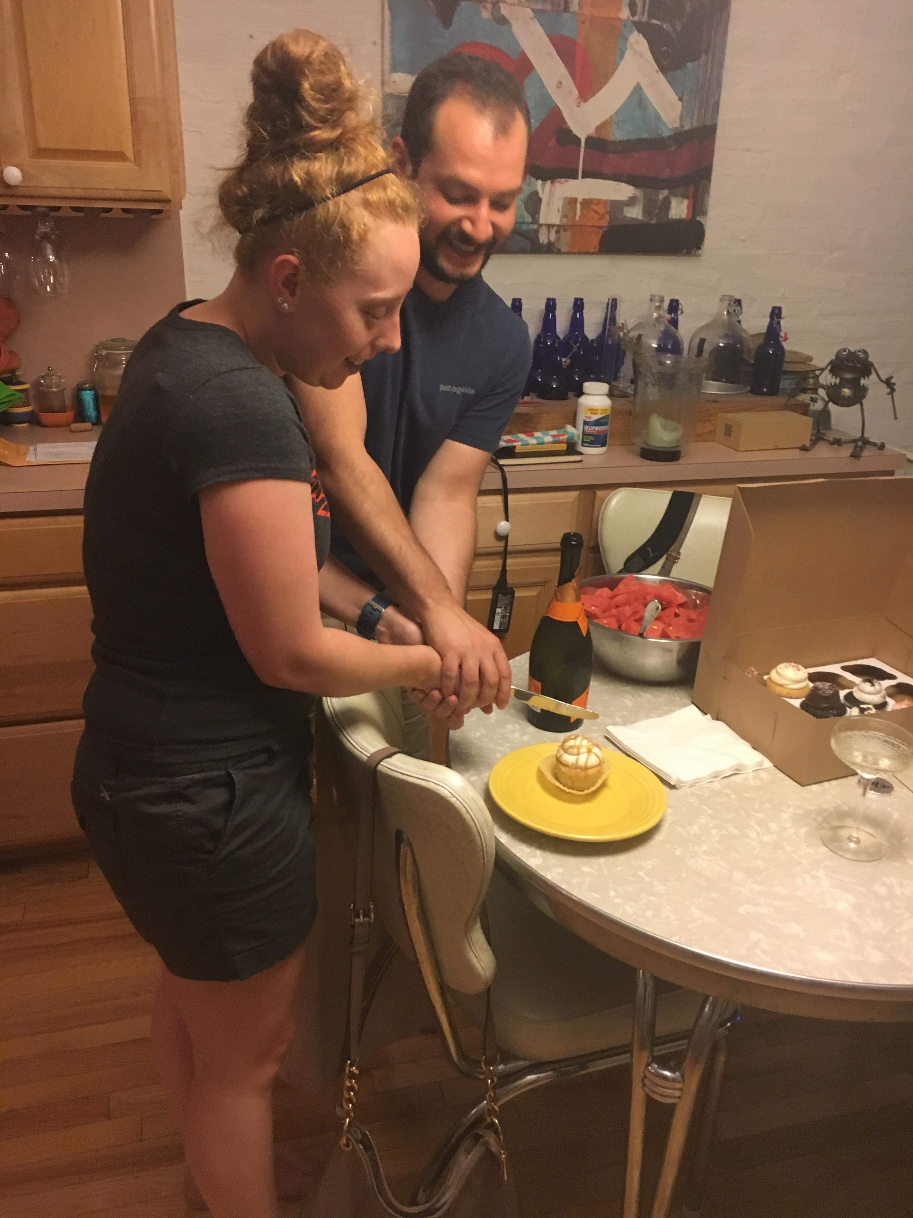 Cutting the cupcake
