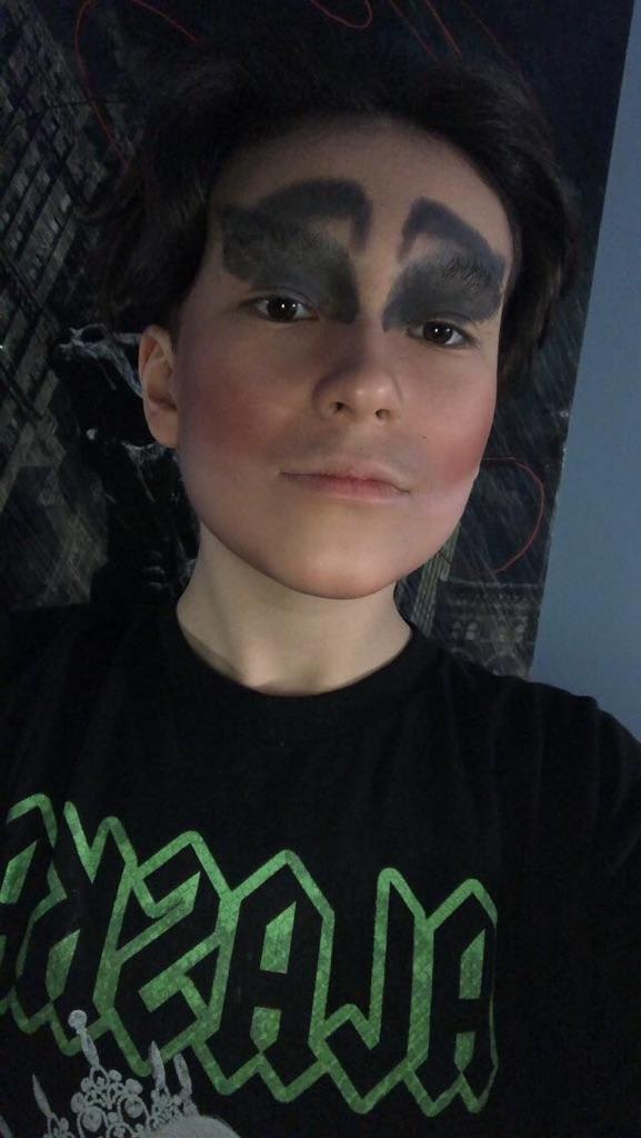 Thomas dressing up as Trixie …
