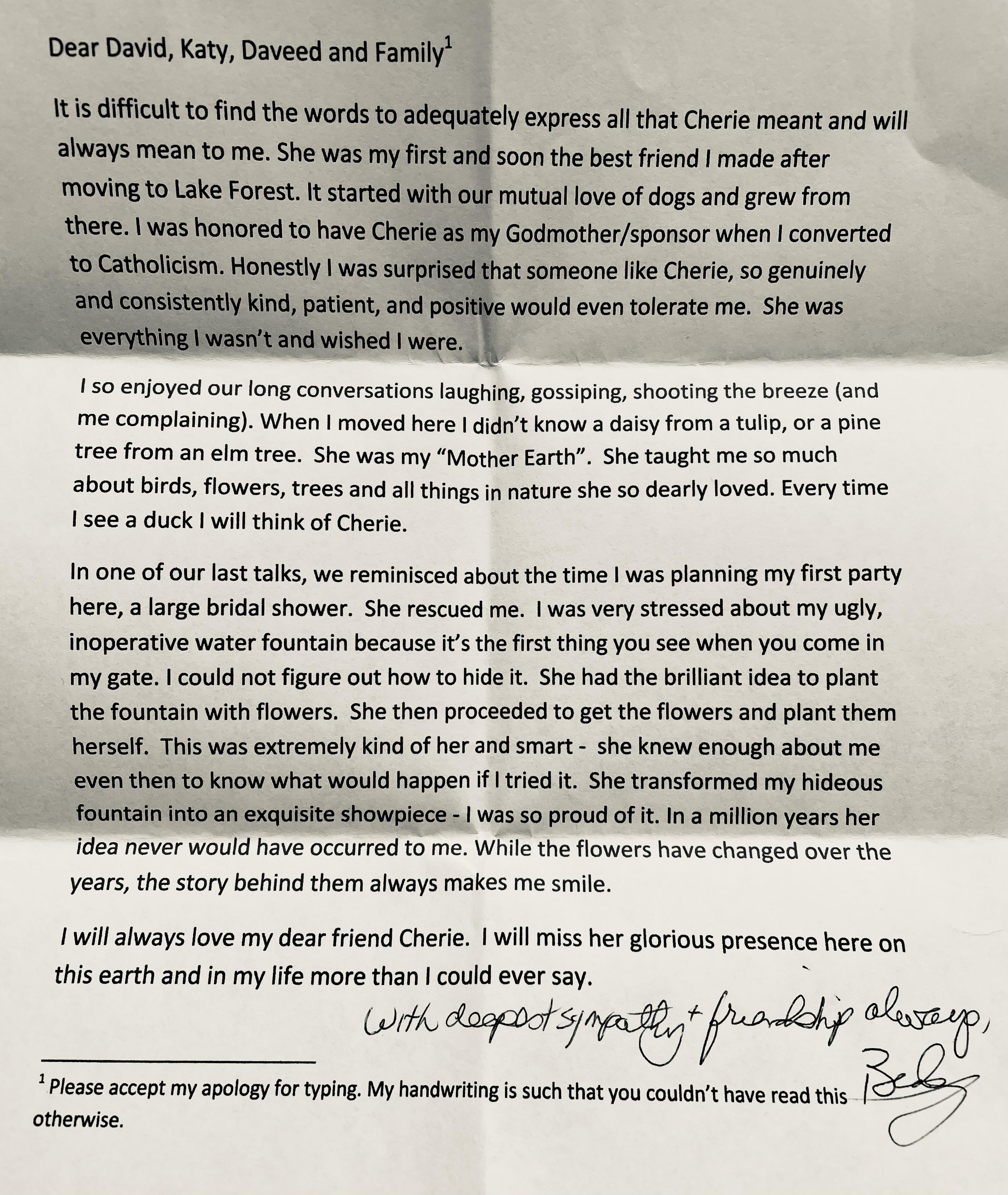 A letter from dear friend and…