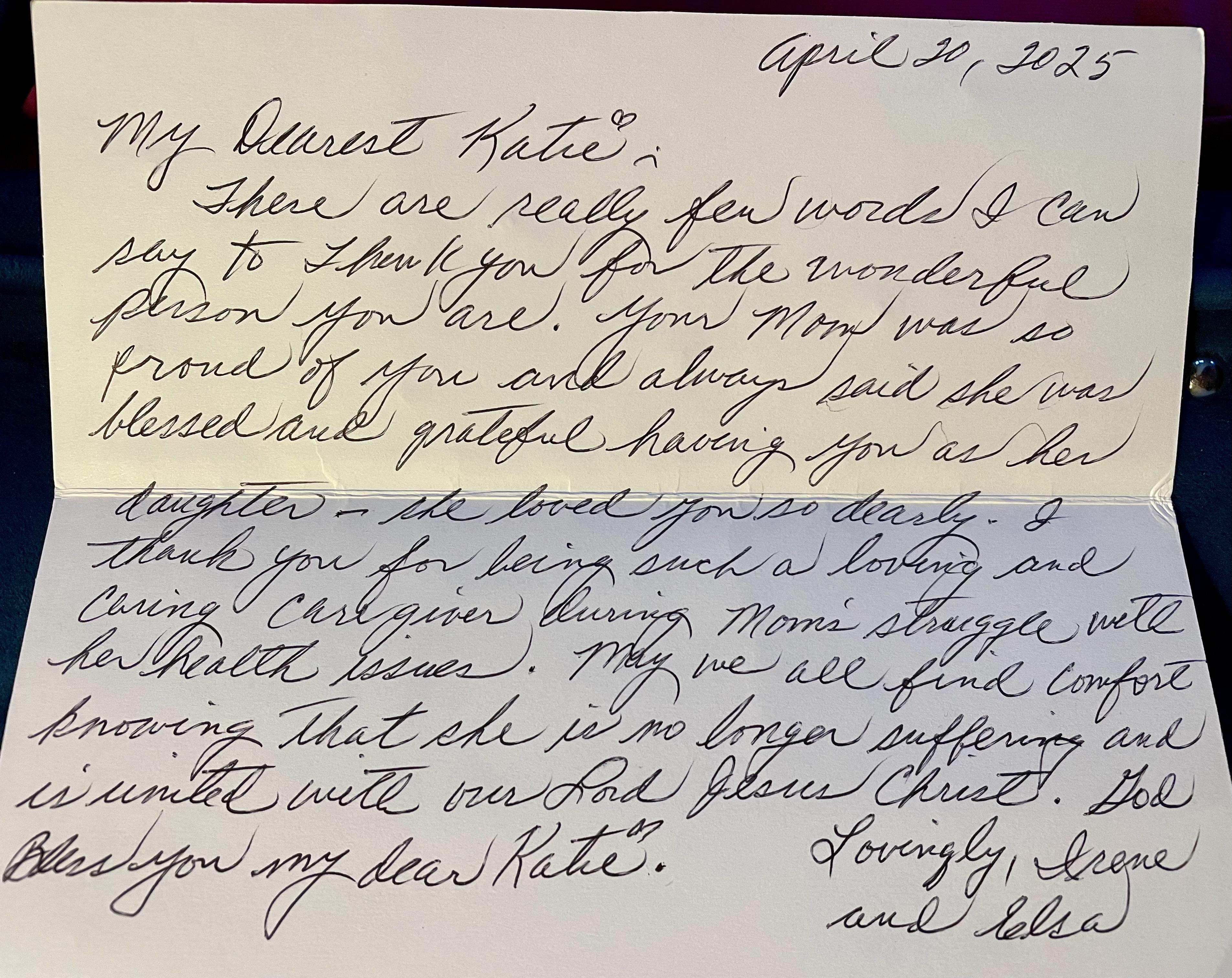 Dear letter shared by Irene a…