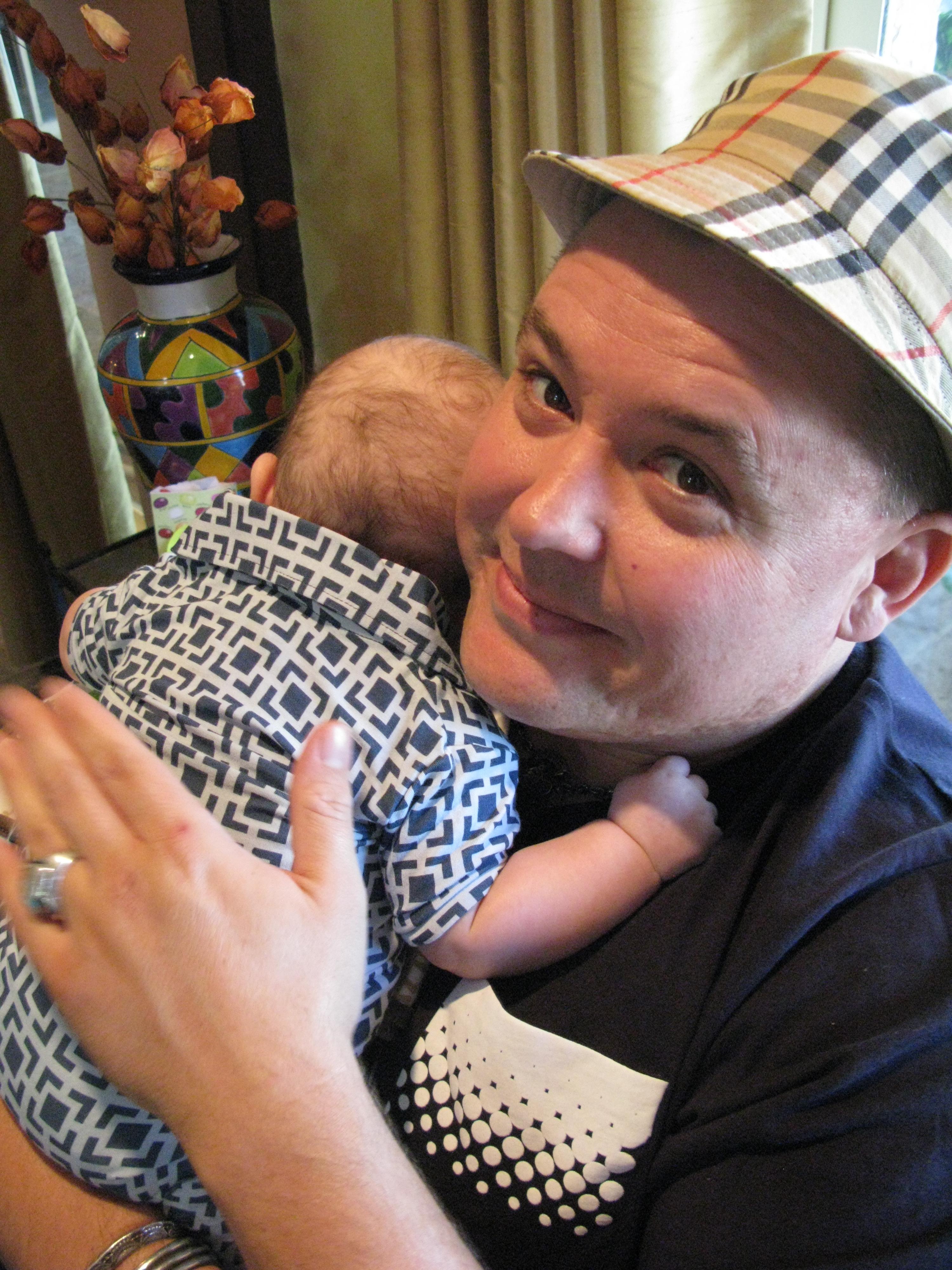 With his son Armour