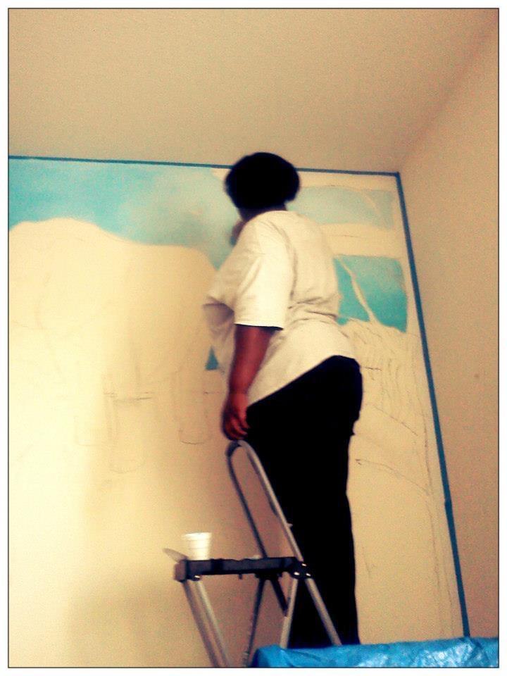 An artist in her process.