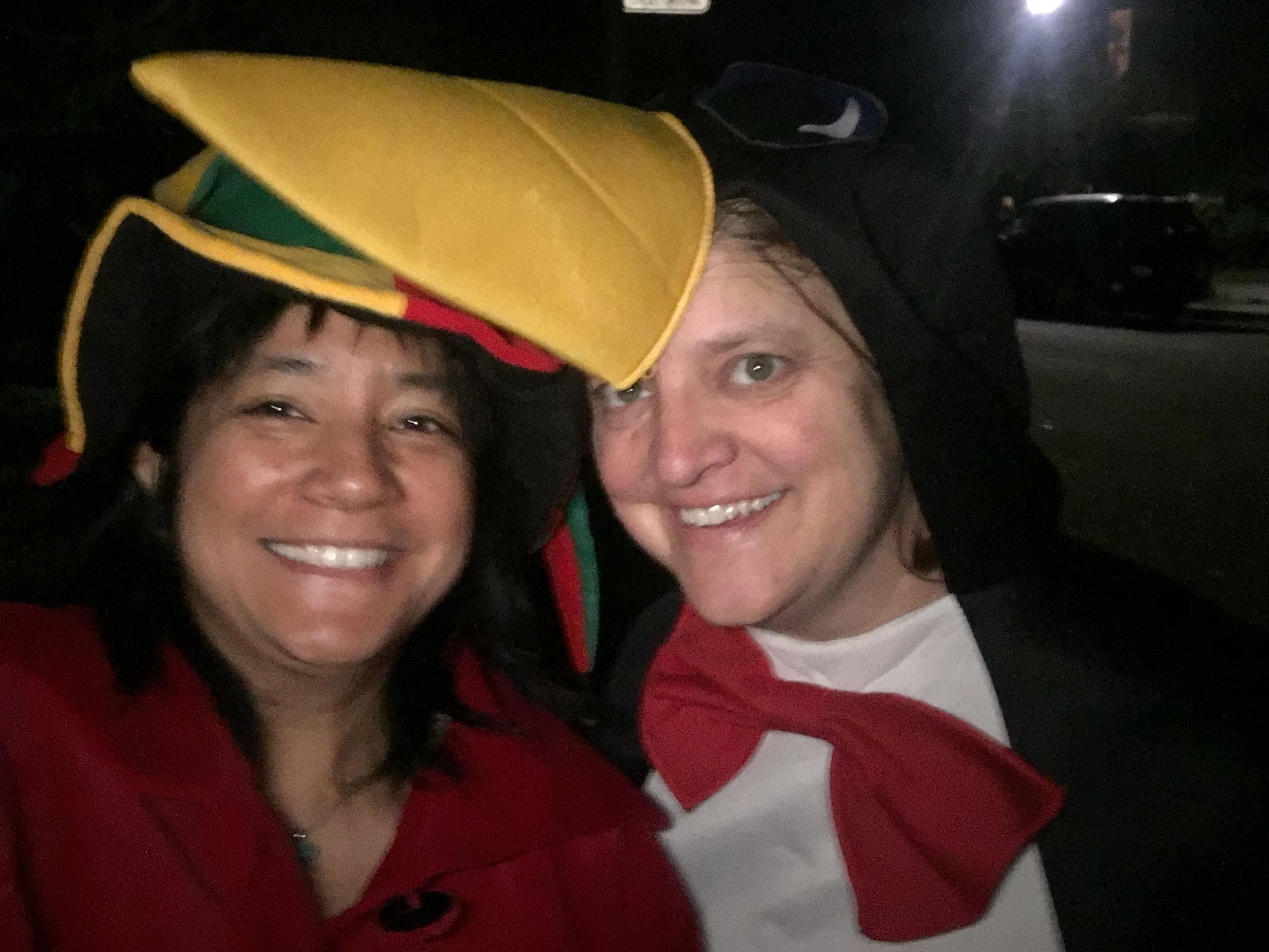 Gogi as a penguin, with Joyce…