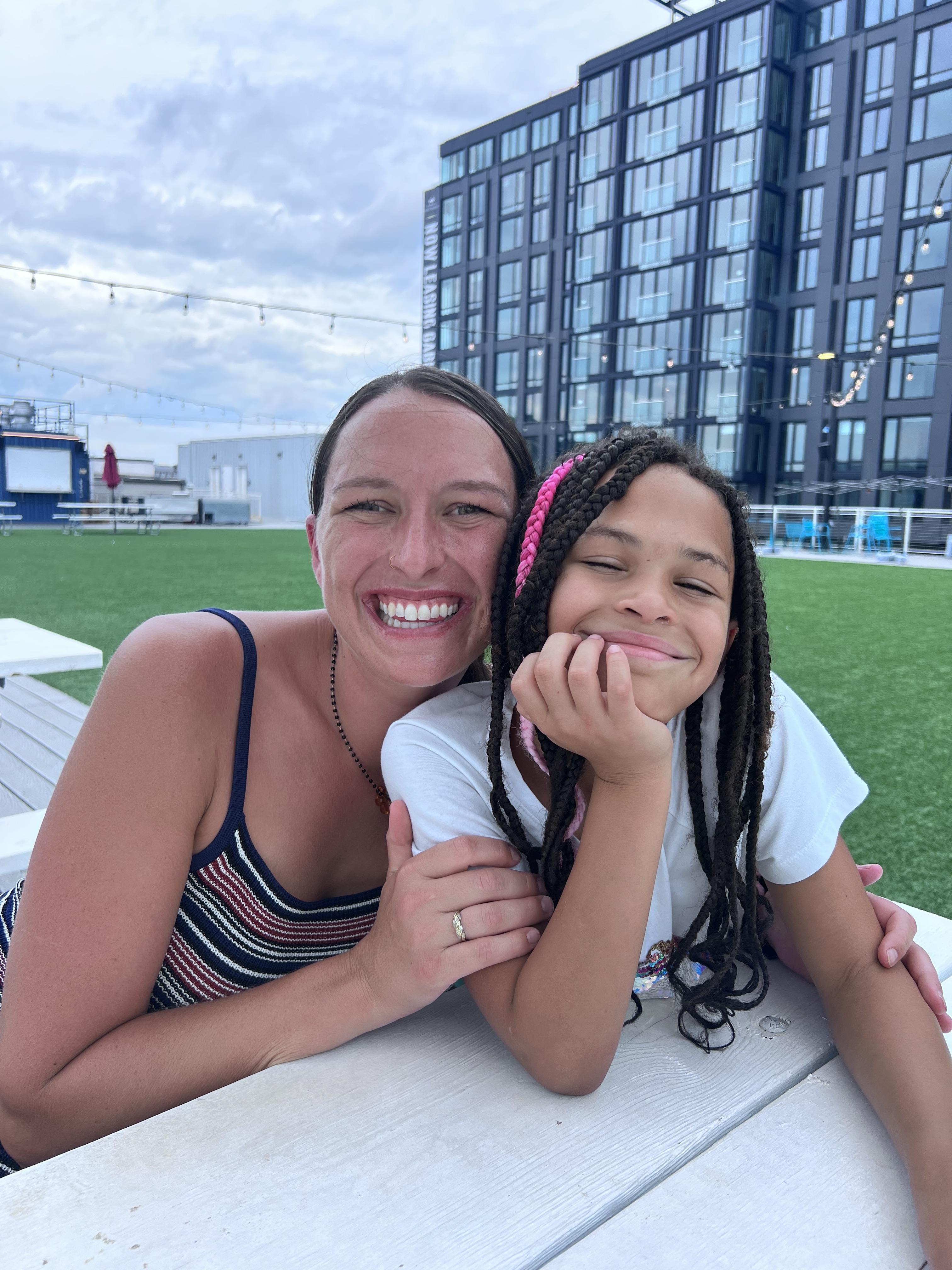 Hanging with her miniature