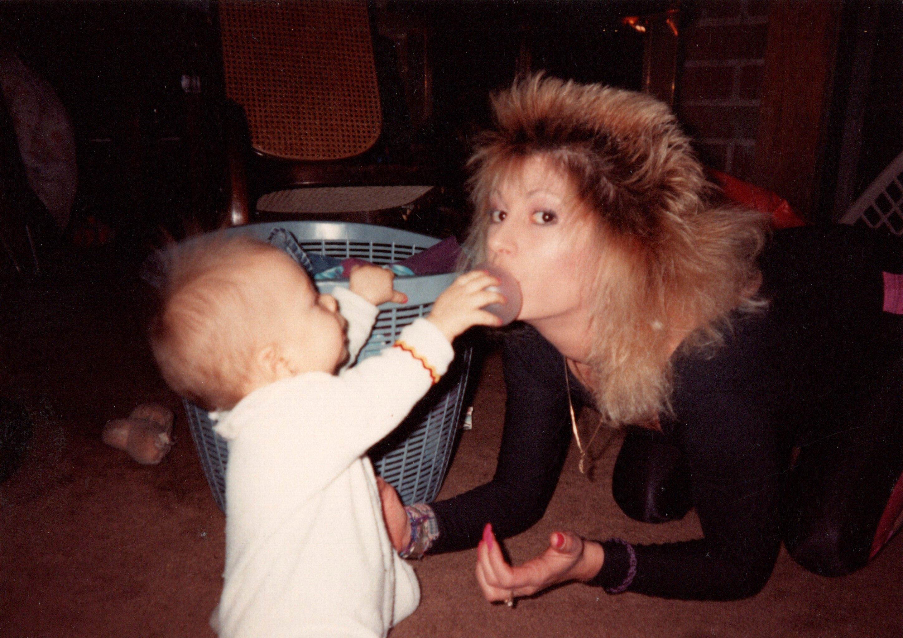 Nicole popping mom’s gum