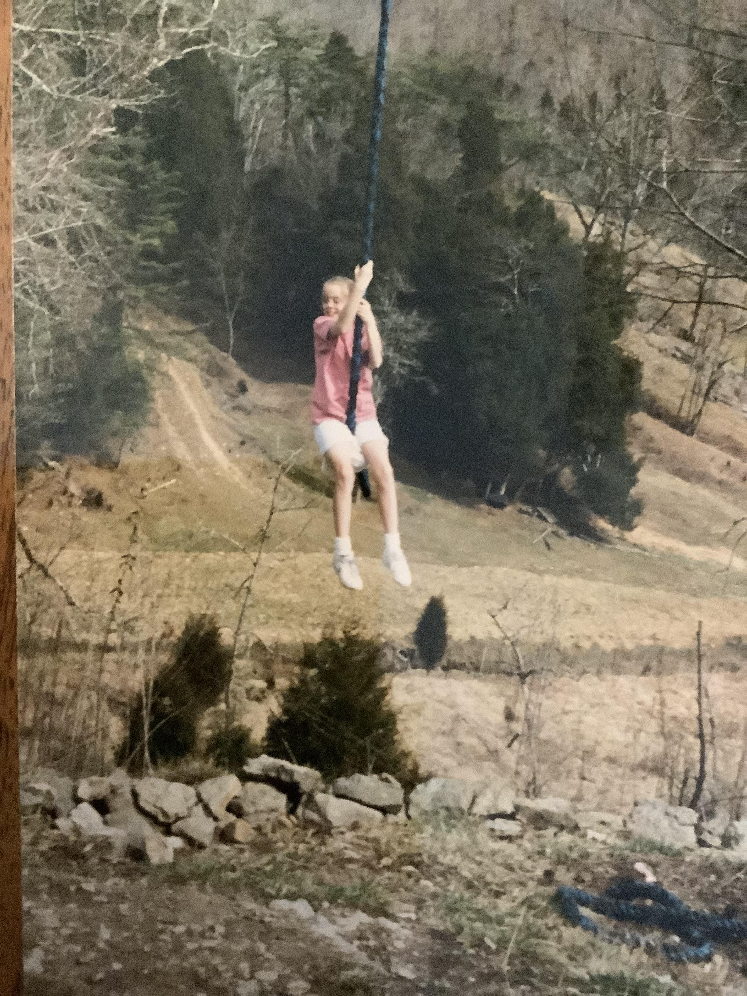 Rope swing in the back yard