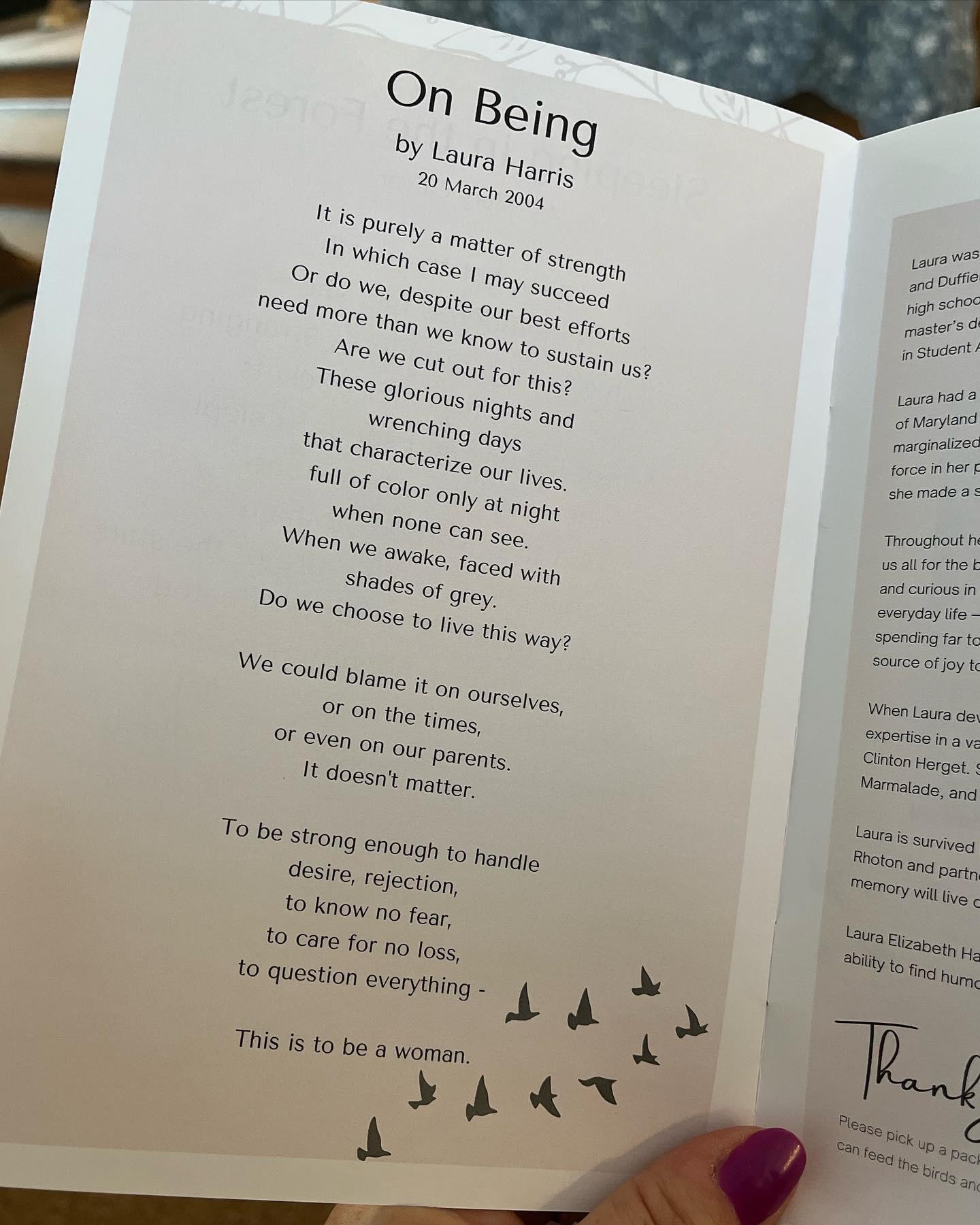 Laura wrote this poem in 2004…