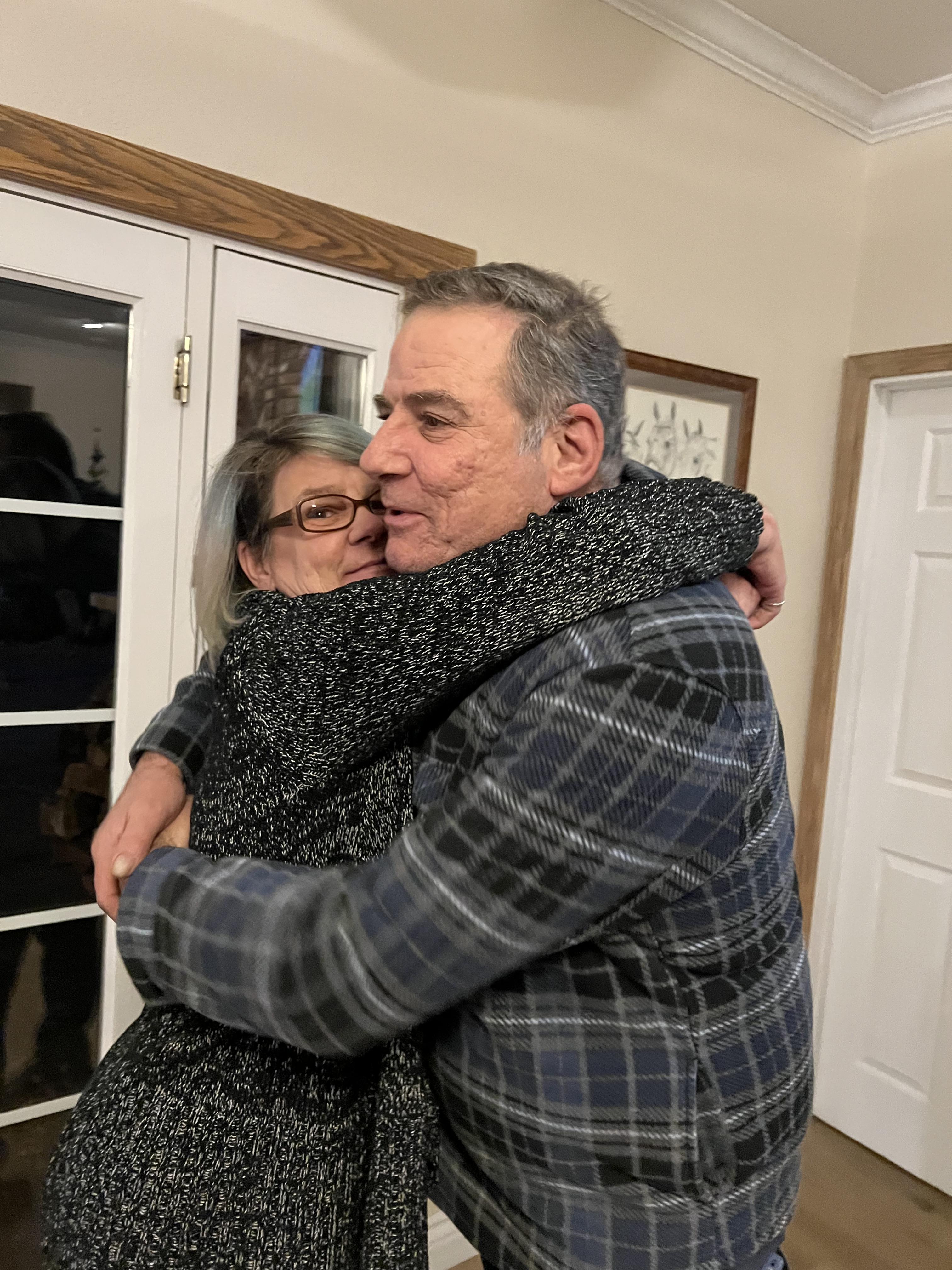 Dale and Lisa hug