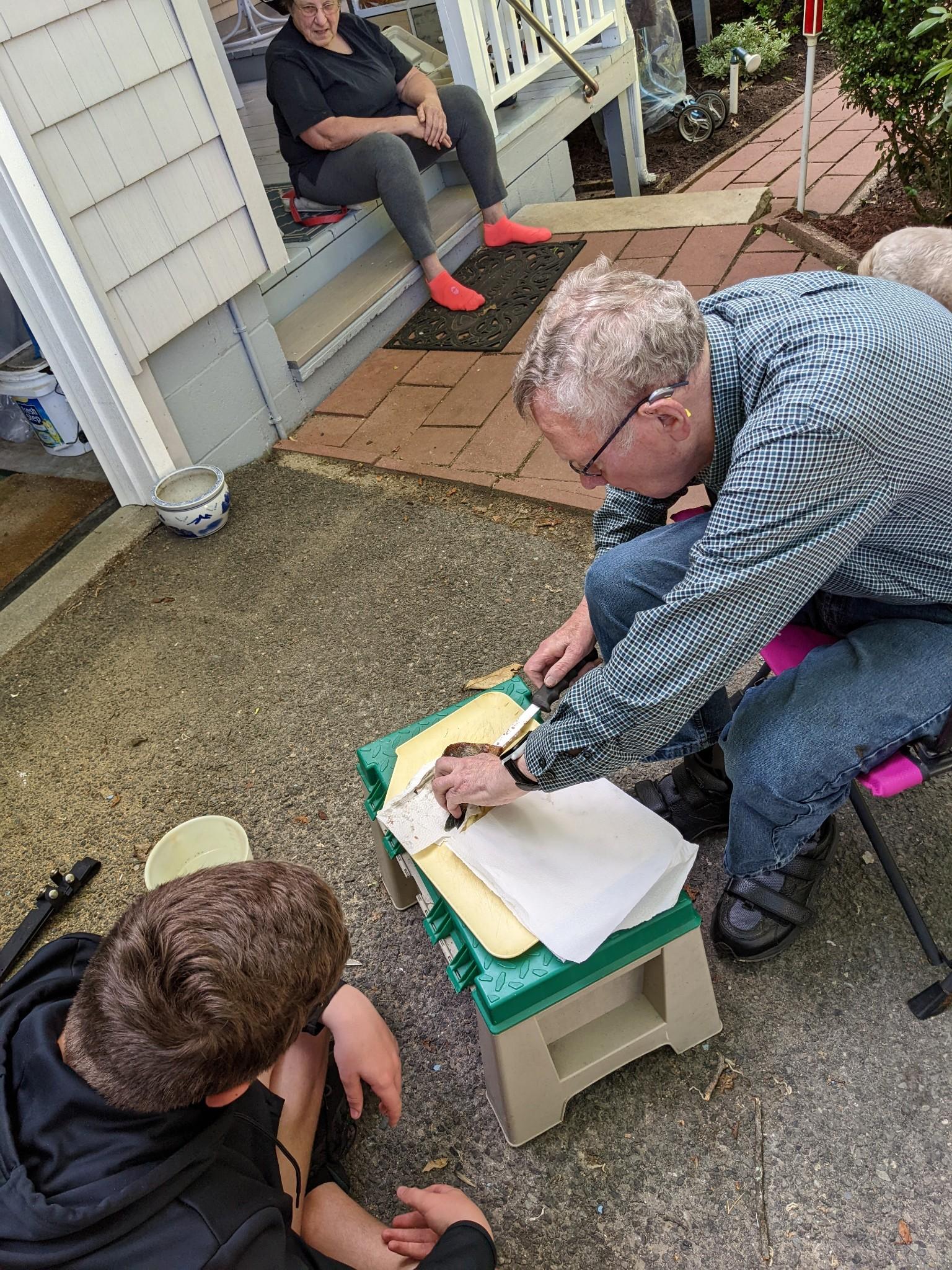 Cleaning fish that he and Jus…