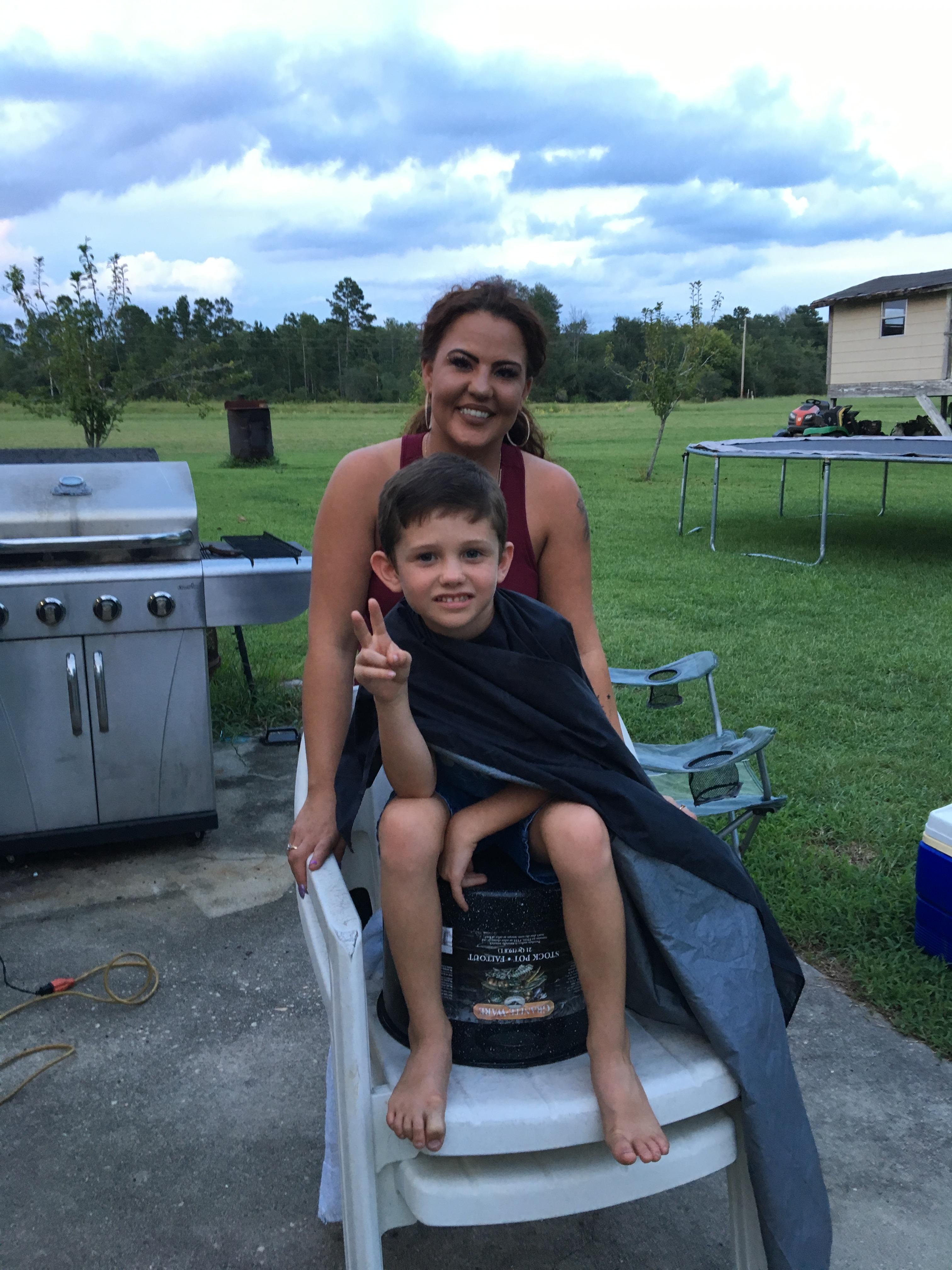 She had just cut his hair